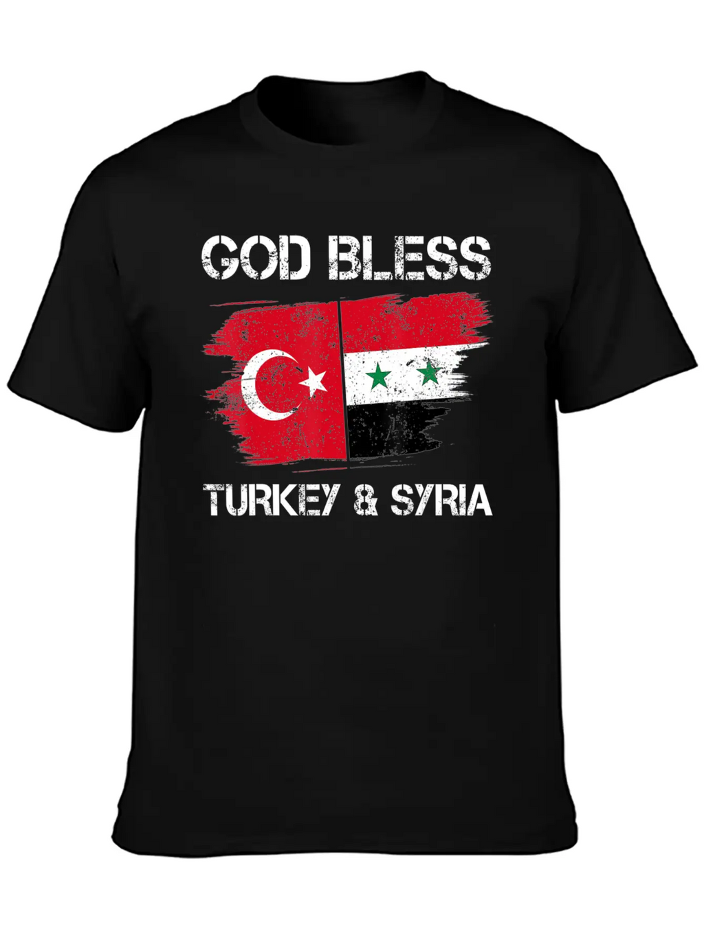 God Bless Turkey Syria Flag Pray For Turkey Earthq Classic Fit Graphic Tee For Daily Comfort – Unisex Cotton Shirt