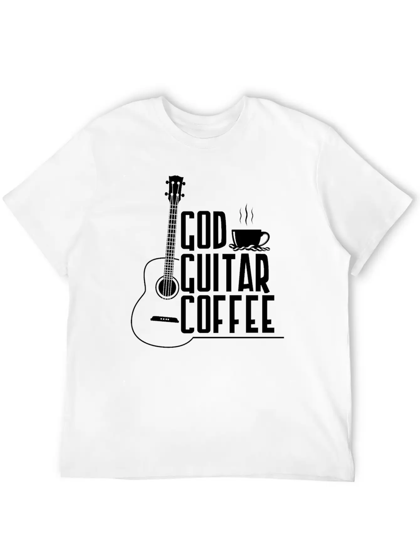 God Guitar Coffee Music Lover Funny Christian Stylish Everyday T-Shirt – Unisex Basic Cotton Tee