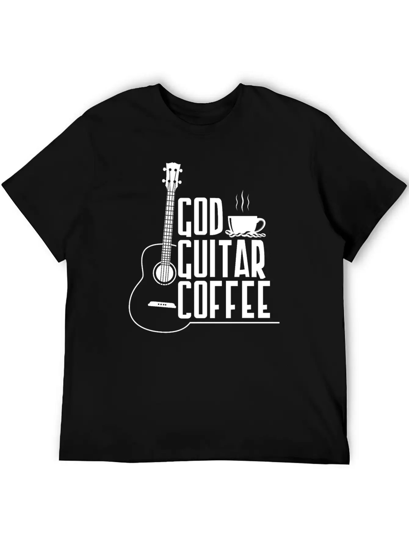God Guitar Coffee Music Lover Funny Christian Stylish Everyday T-Shirt – Unisex Basic Cotton Tee