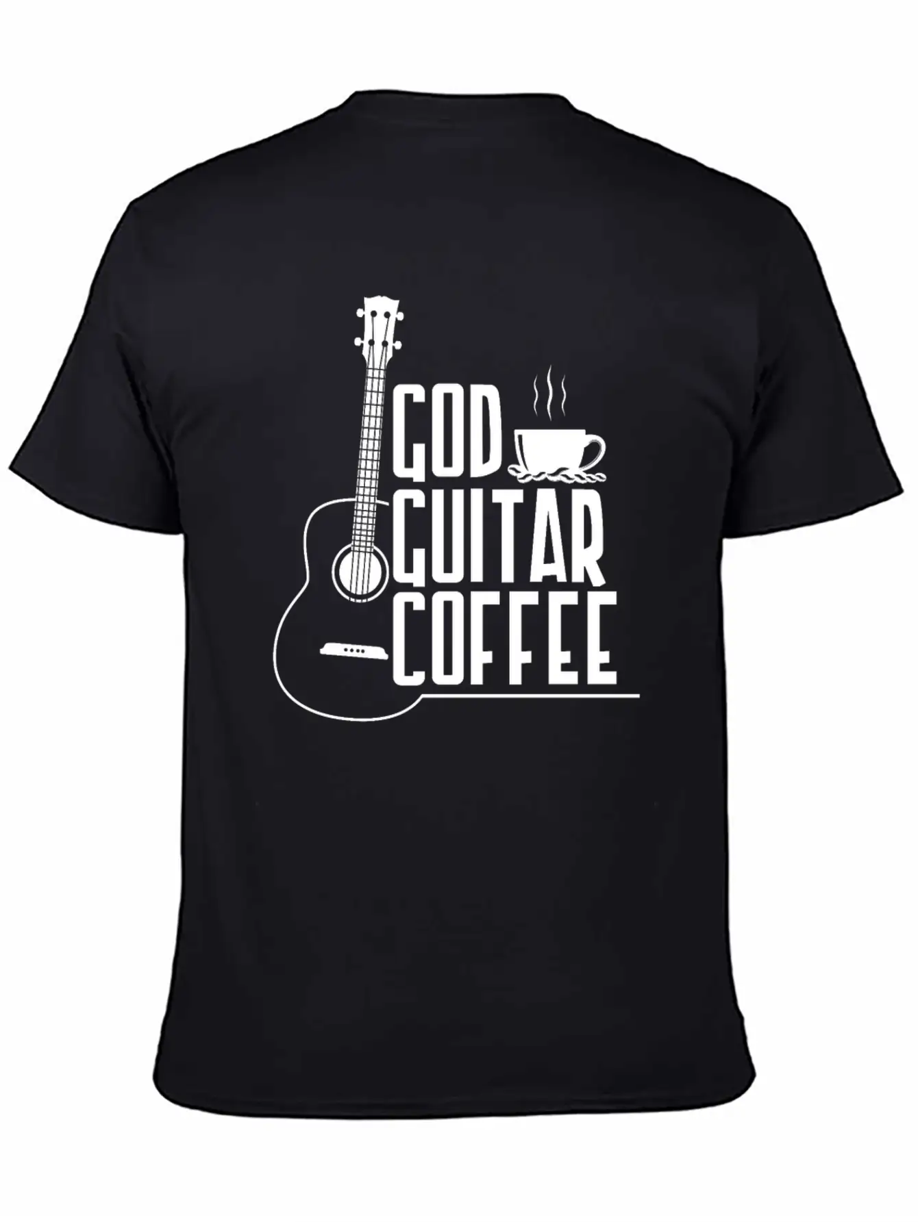 God Guitar Coffee Music Lover Funny Christian Stylish Everyday T-Shirt – Unisex Basic Cotton Tee