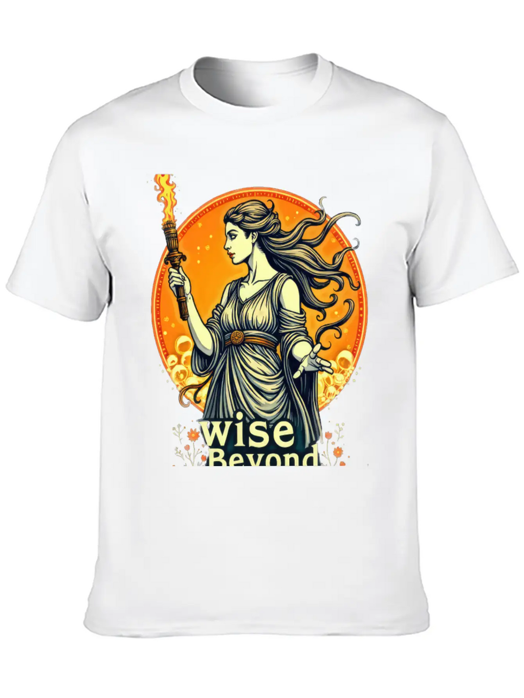 Goddess Holding Torch With Wisdom Stylish Everyday T-Shirt – Unisex Basic Cotton Tee