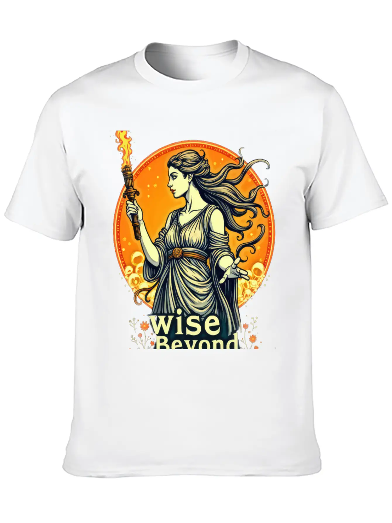 Goddess Holding Torch With Wisdom Stylish Everyday T-Shirt – Unisex Basic Cotton Tee