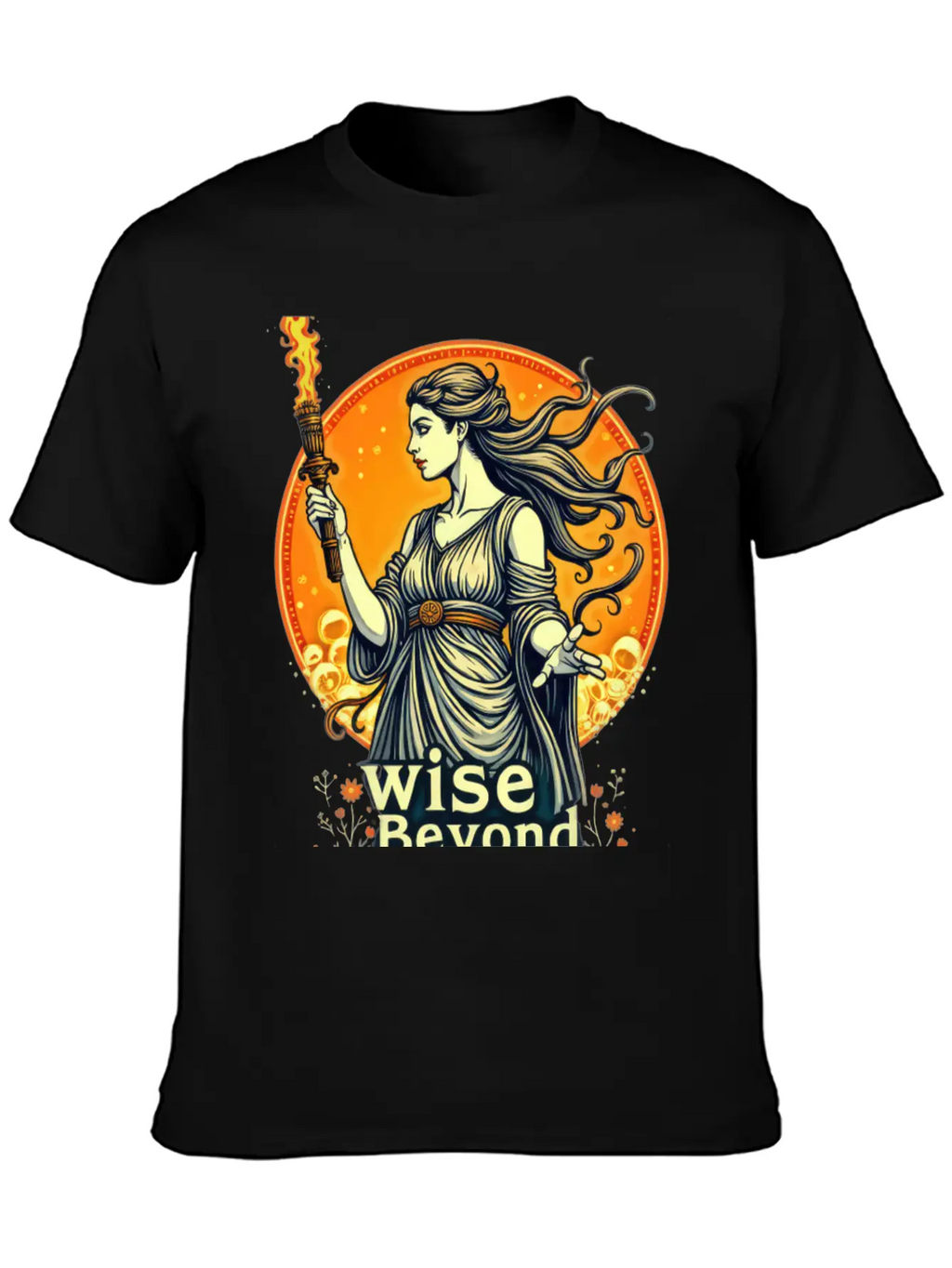 Goddess Holding Torch With Wisdom Stylish Everyday T-Shirt – Unisex Basic Cotton Tee