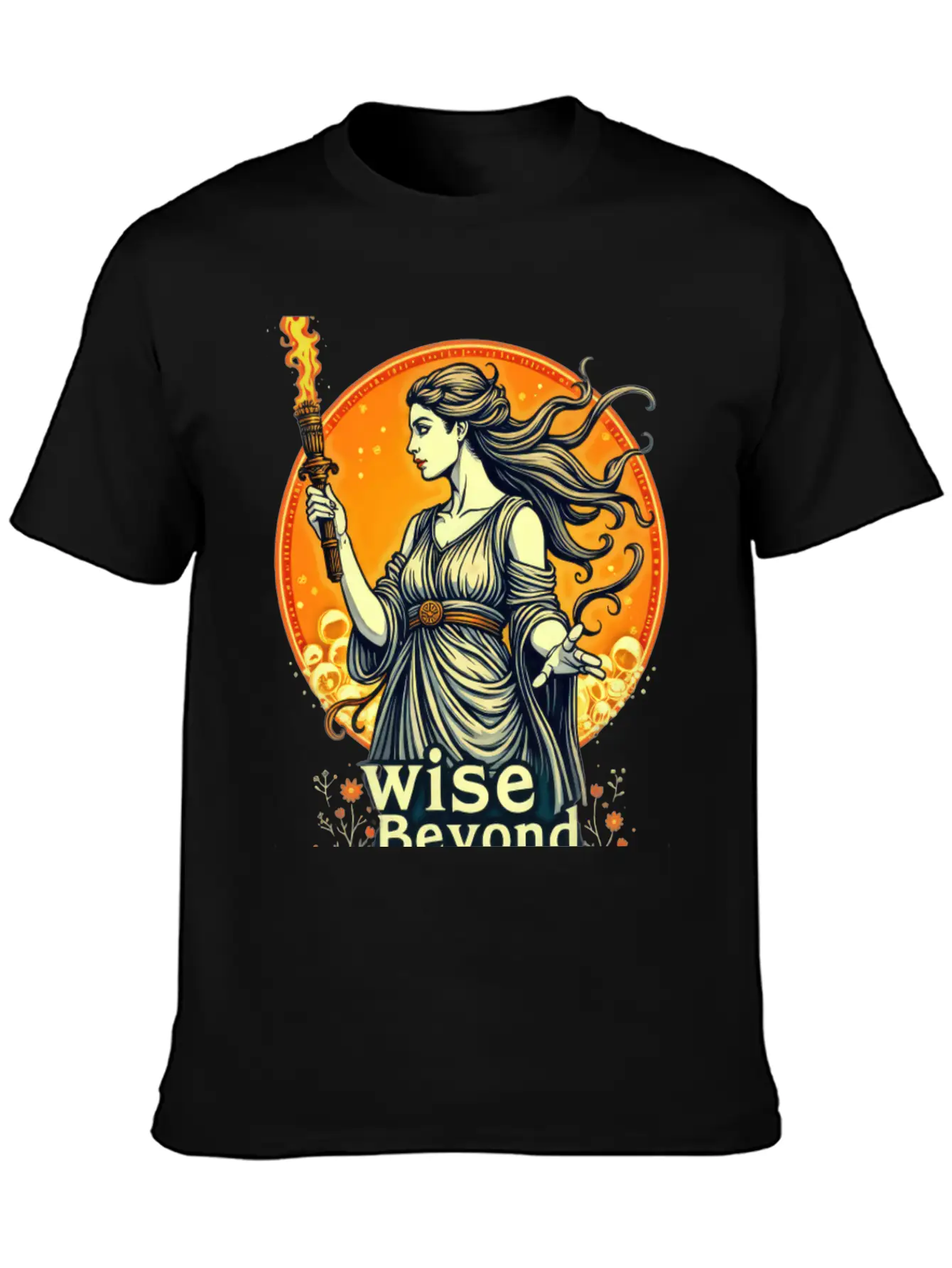 Goddess Holding Torch With Wisdom Stylish Everyday T-Shirt – Unisex Basic Cotton Tee