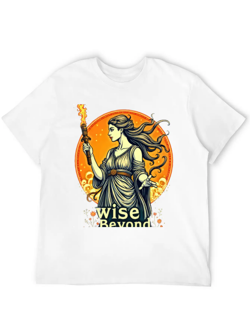 Goddess Holding Torch With Wisdom Stylish Everyday T-Shirt – Unisex Basic Cotton Tee