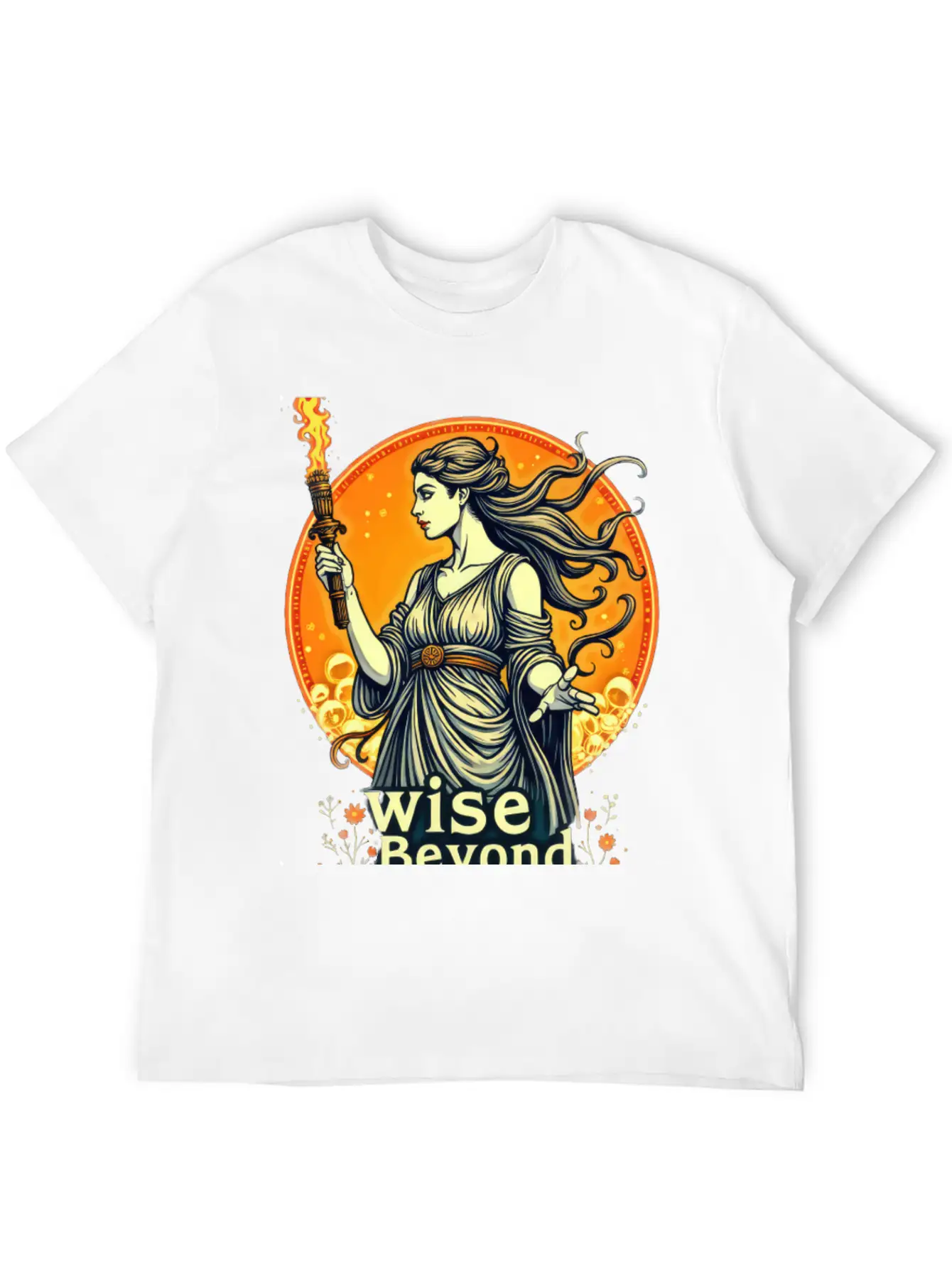 Goddess Holding Torch With Wisdom Stylish Everyday T-Shirt – Unisex Basic Cotton Tee