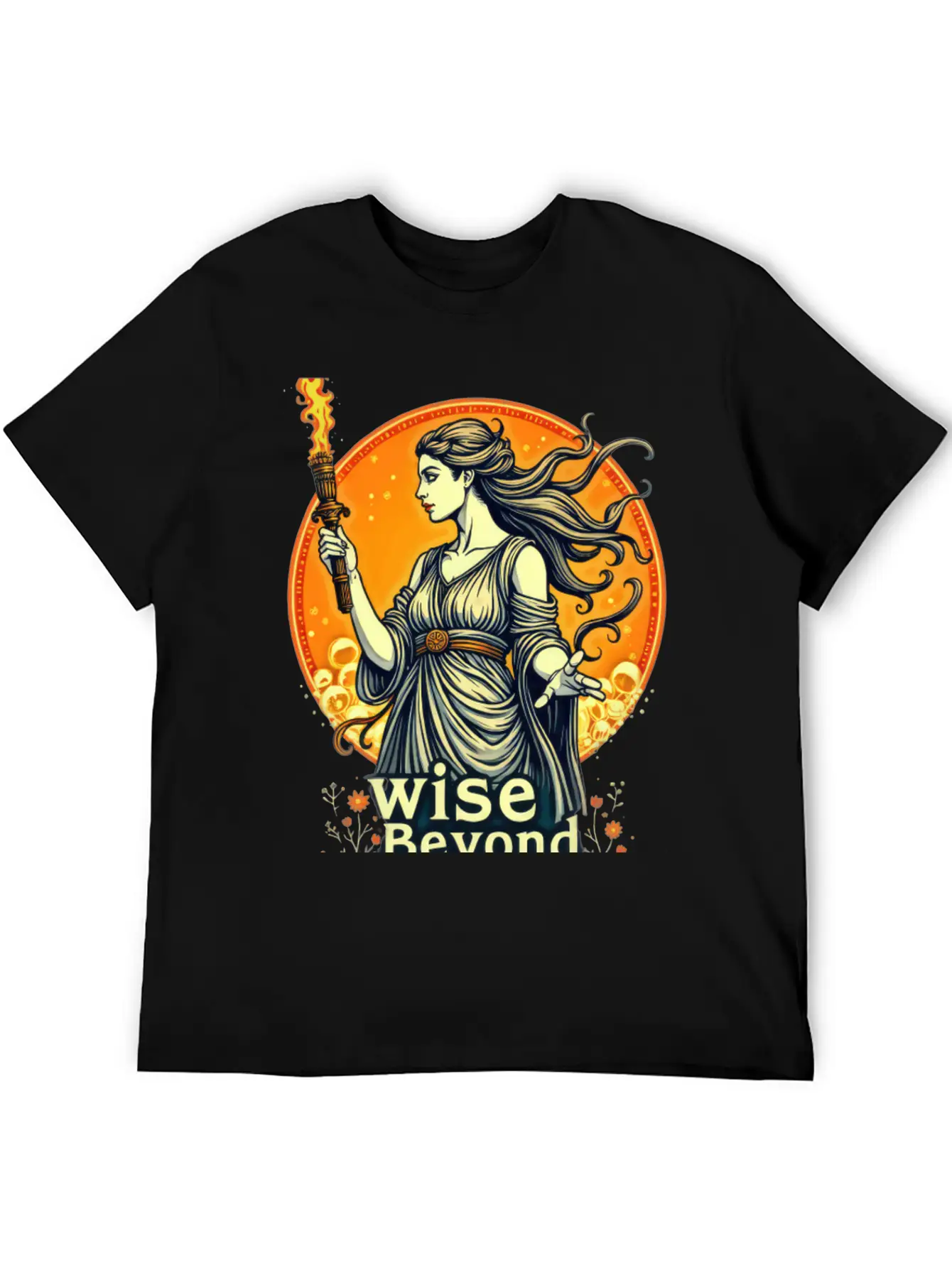 Goddess Holding Torch With Wisdom Stylish Everyday T-Shirt – Unisex Basic Cotton Tee