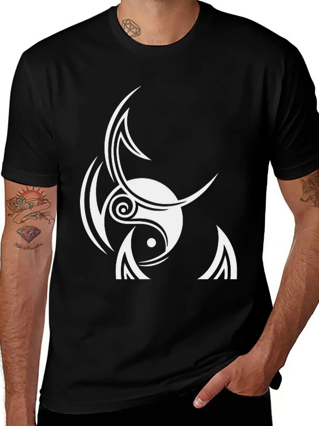 Goddess, Triple Moon And Yin Yang Stylish Everyday T-Shirt – Unisex Basic Cotton Tee