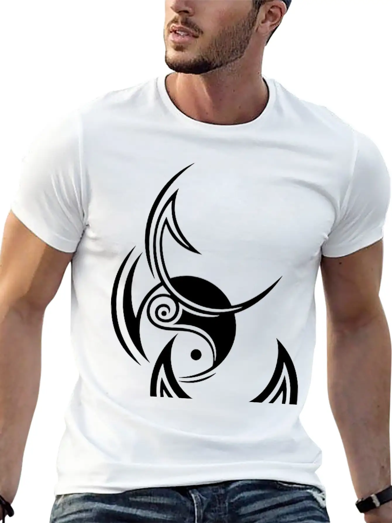 Goddess, Triple Moon And Yin Yang Stylish Everyday T-Shirt – Unisex Basic Cotton Tee