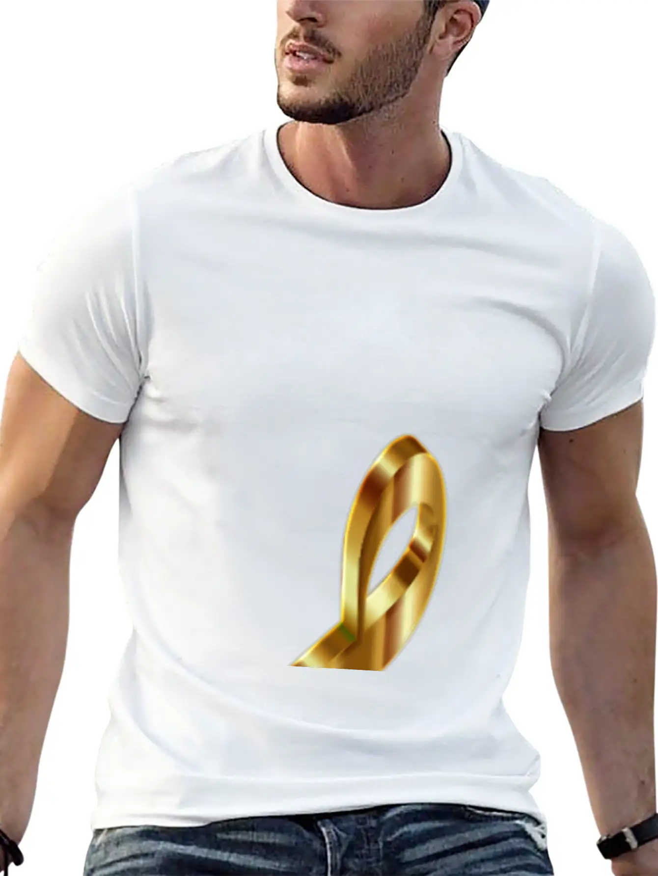 Gold 3D Clef 2 Enhanced No Background Stylish Everyday T-Shirt – Unisex Basic Cotton Tee