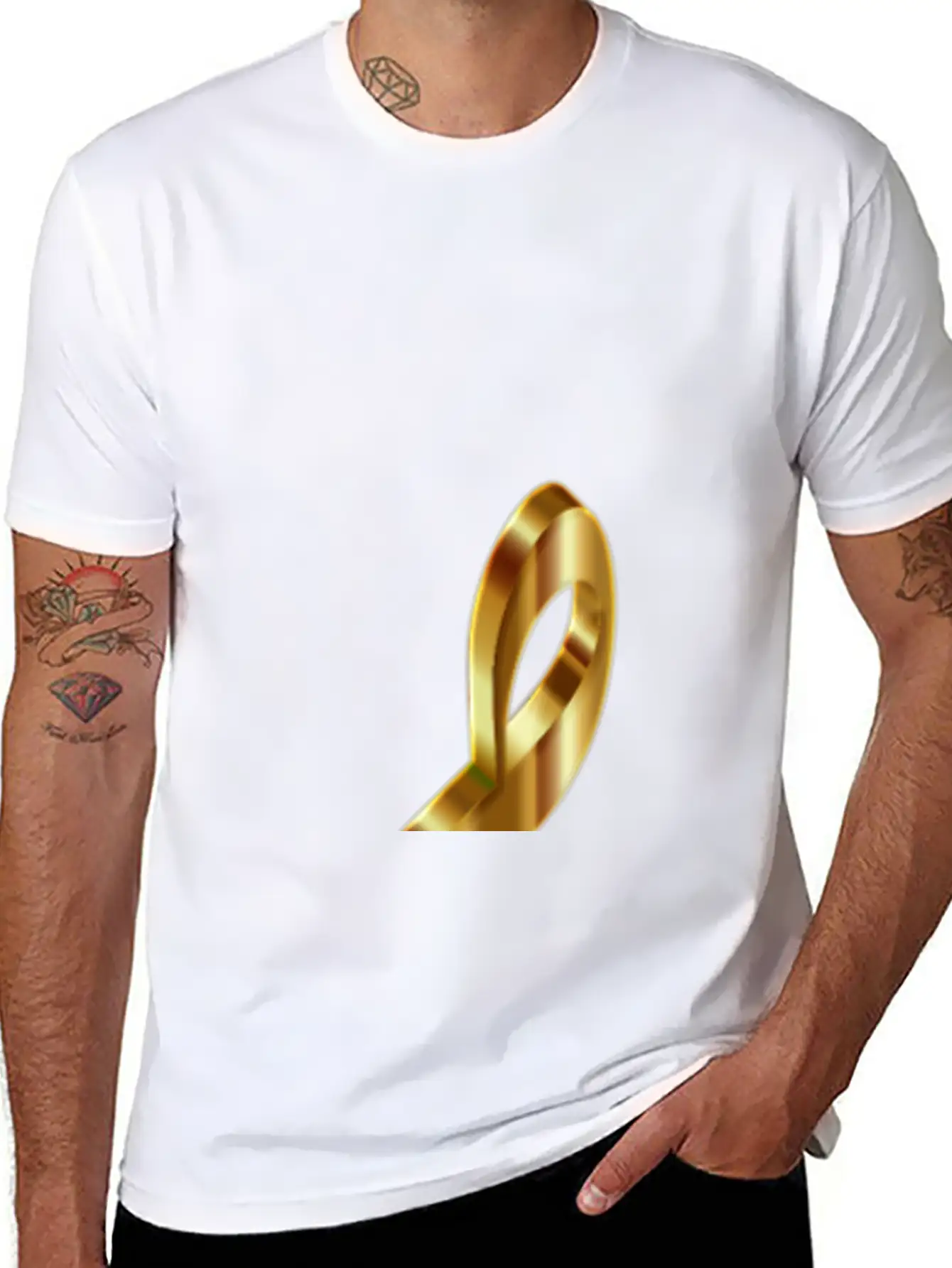 Gold 3D Clef 2 Enhanced No Background Stylish Everyday T-Shirt – Unisex Basic Cotton Tee