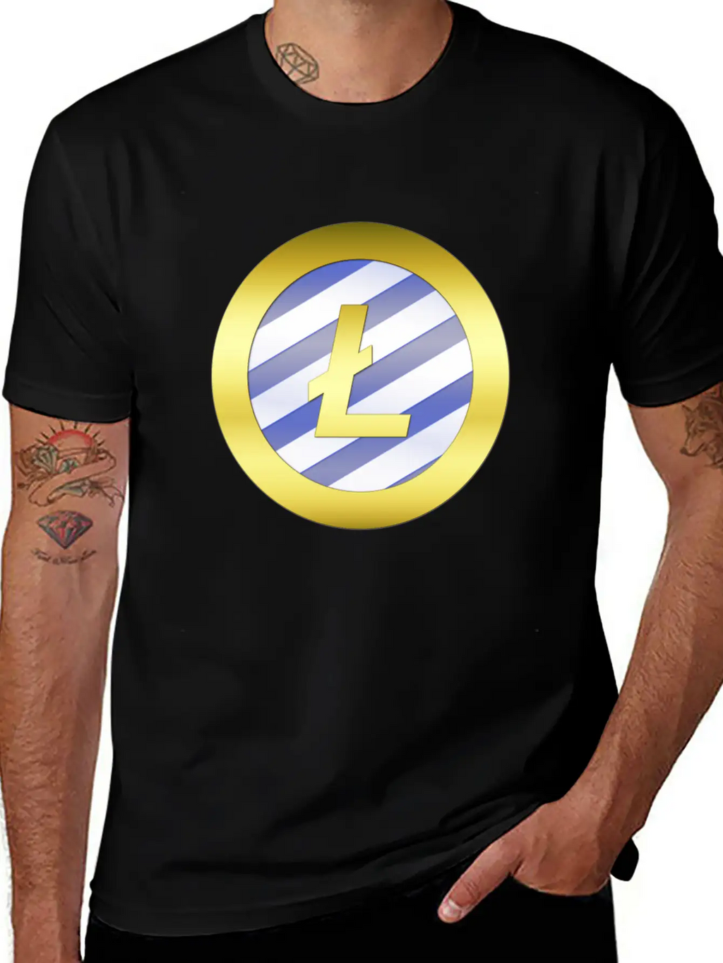 GOLD B LTC BLUE2 Litecoin Unisex Casual T-Shirt – Clean Design For Daily Comfort