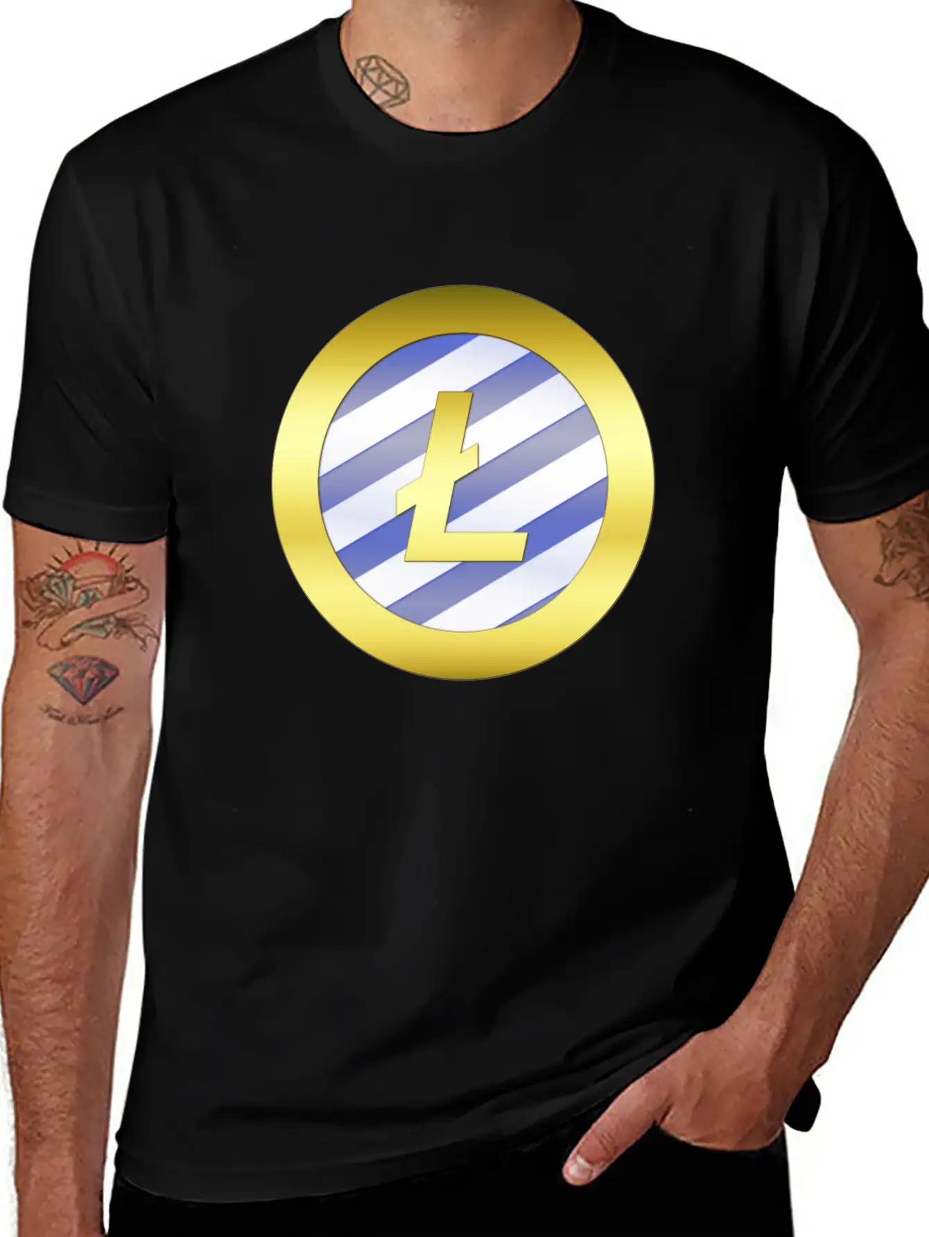 GOLD B LTC BLUE2 Litecoin Unisex Casual T-Shirt – Clean Design For Daily Comfort