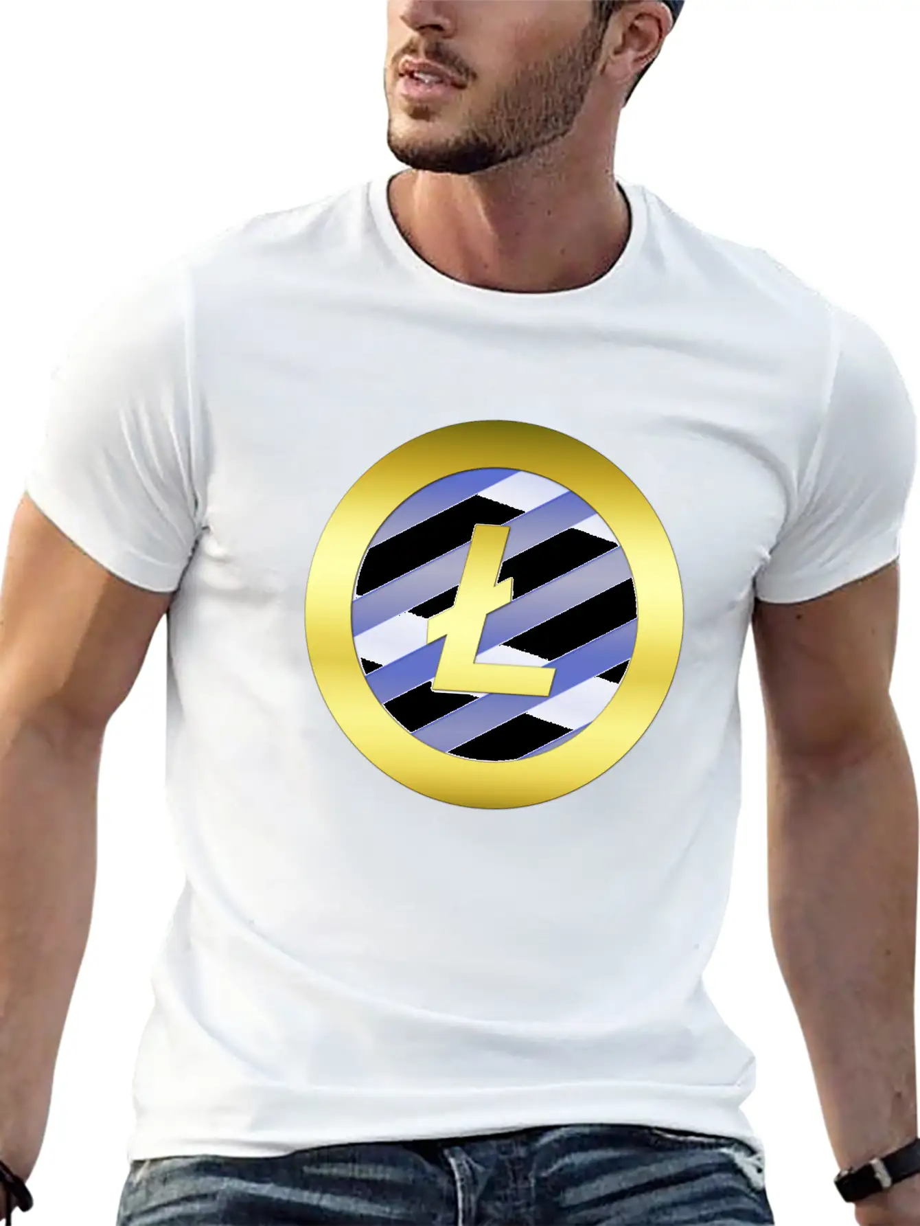 GOLD B LTC BLUE2 Litecoin Unisex Casual T-Shirt – Clean Design For Daily Comfort