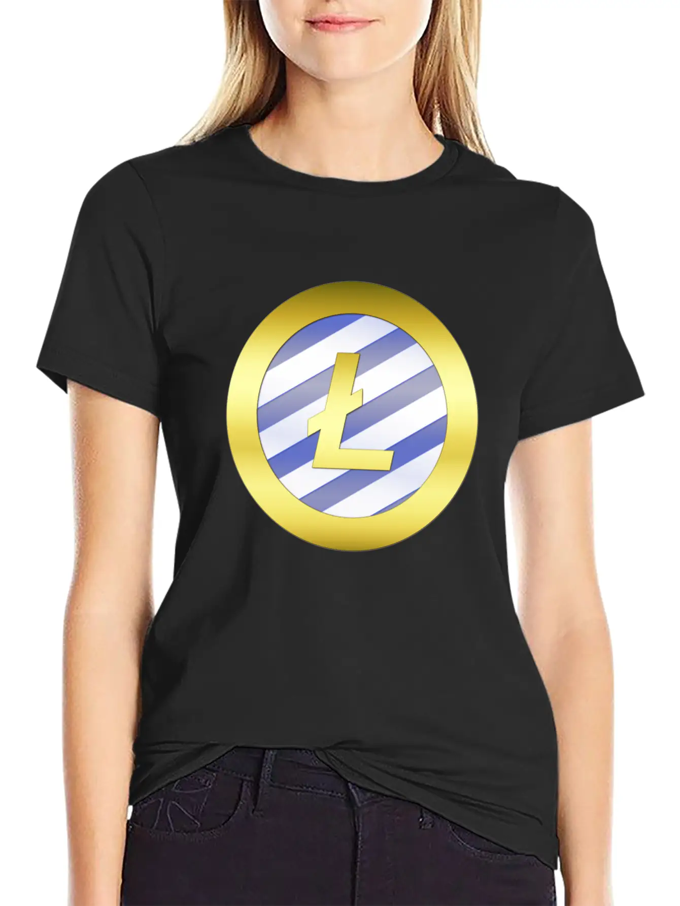 GOLD B LTC BLUE2 Litecoin Unisex Casual T-Shirt – Clean Design For Daily Comfort