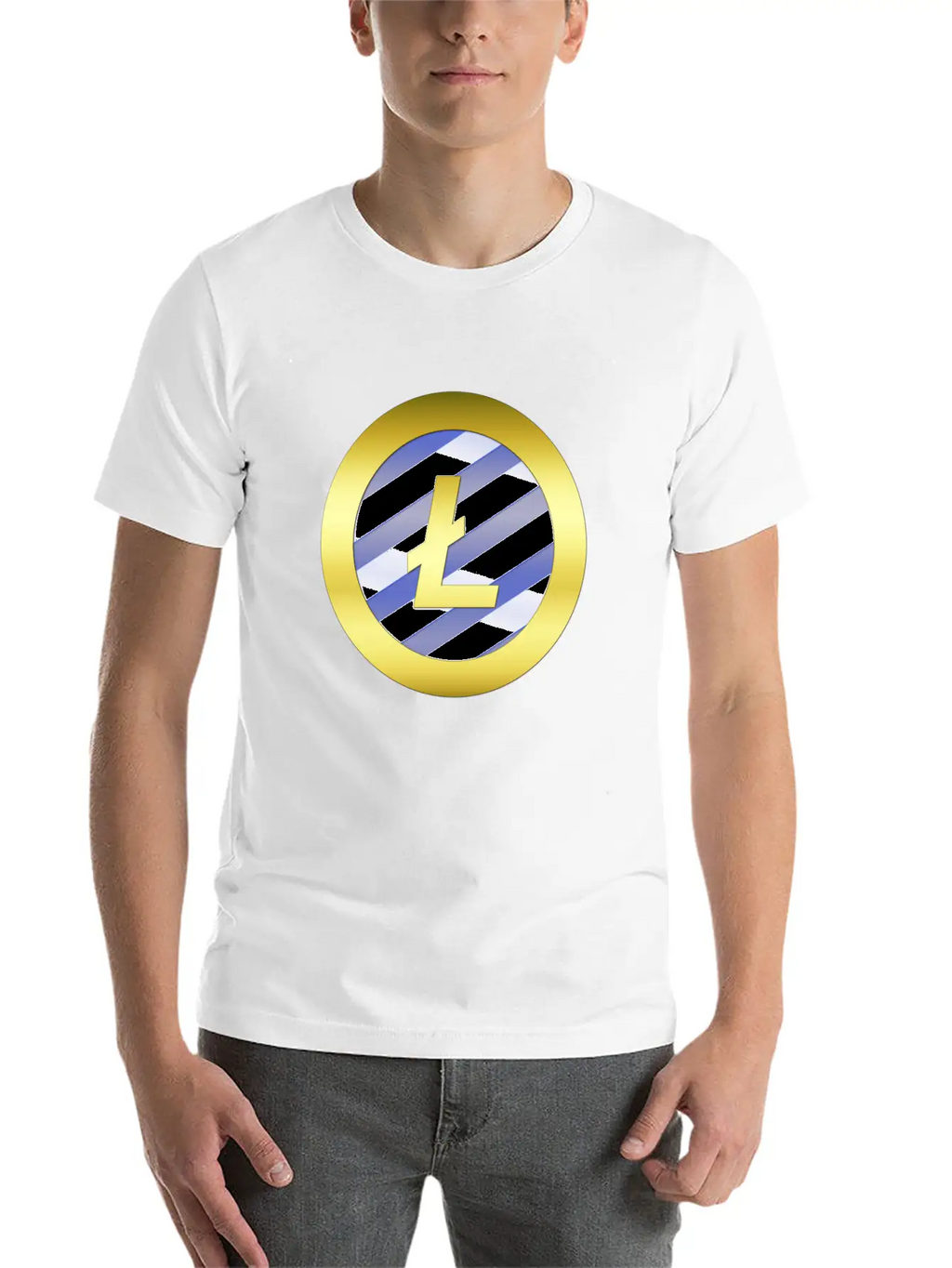 GOLD B LTC BLUE2 Litecoin Unisex Casual T-Shirt – Clean Design For Daily Comfort