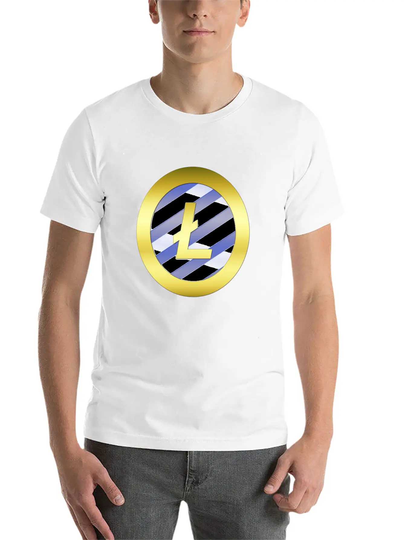 GOLD B LTC BLUE2 Litecoin Unisex Casual T-Shirt – Clean Design For Daily Comfort