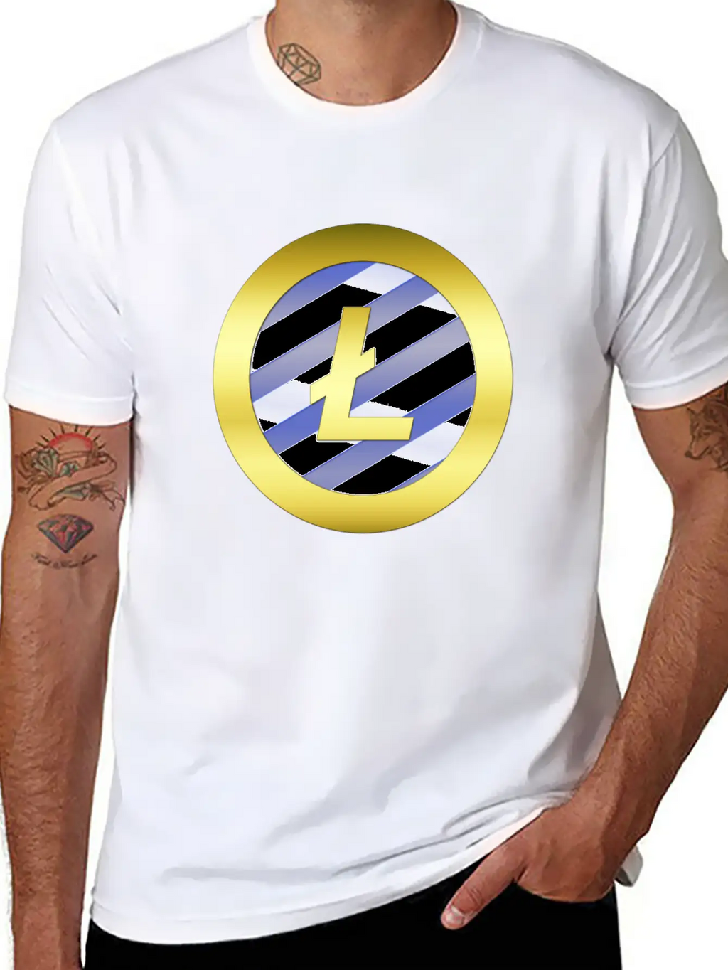GOLD B LTC BLUE2 Litecoin Unisex Casual T-Shirt – Clean Design For Daily Comfort