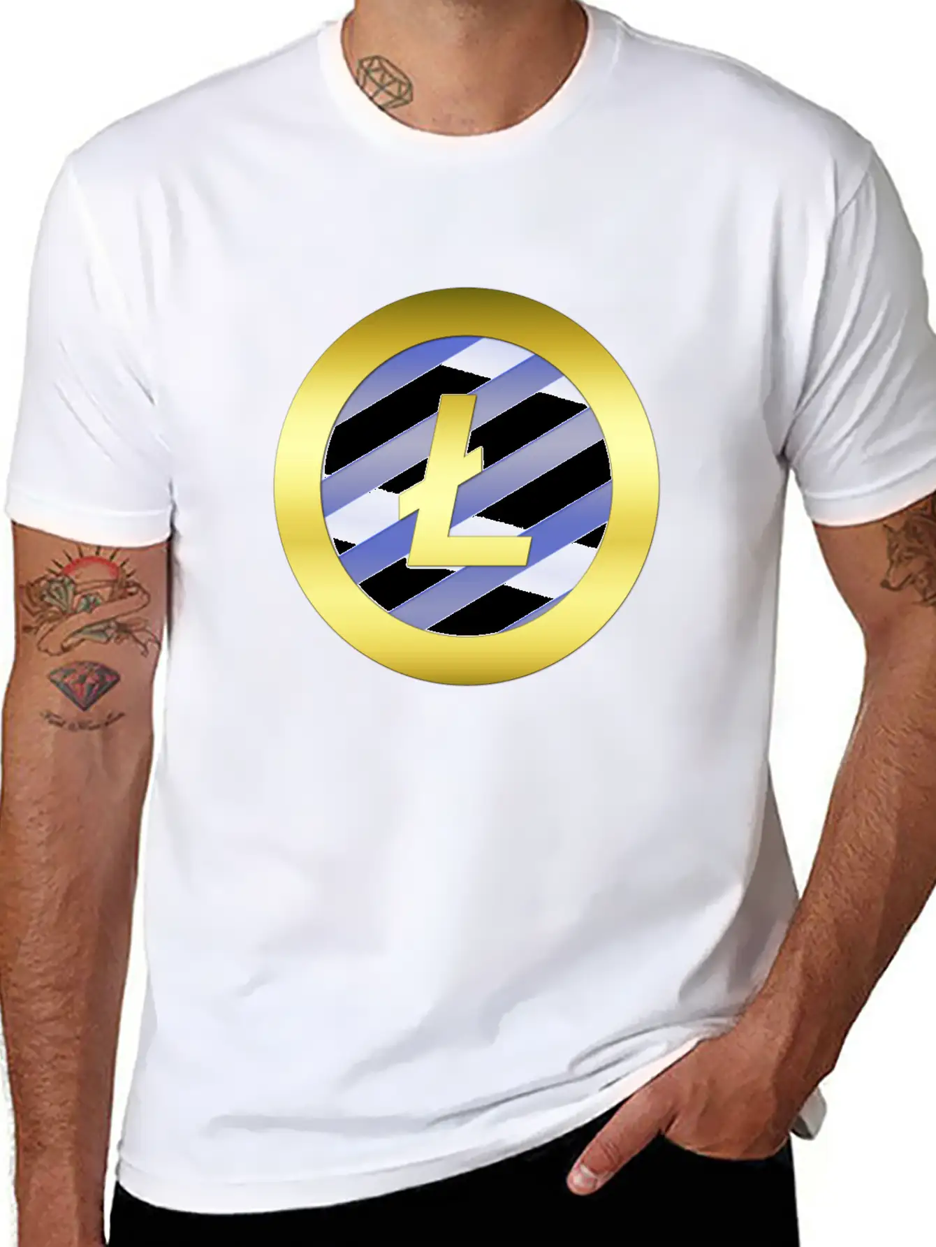 GOLD B LTC BLUE2 Litecoin Unisex Casual T-Shirt – Clean Design For Daily Comfort