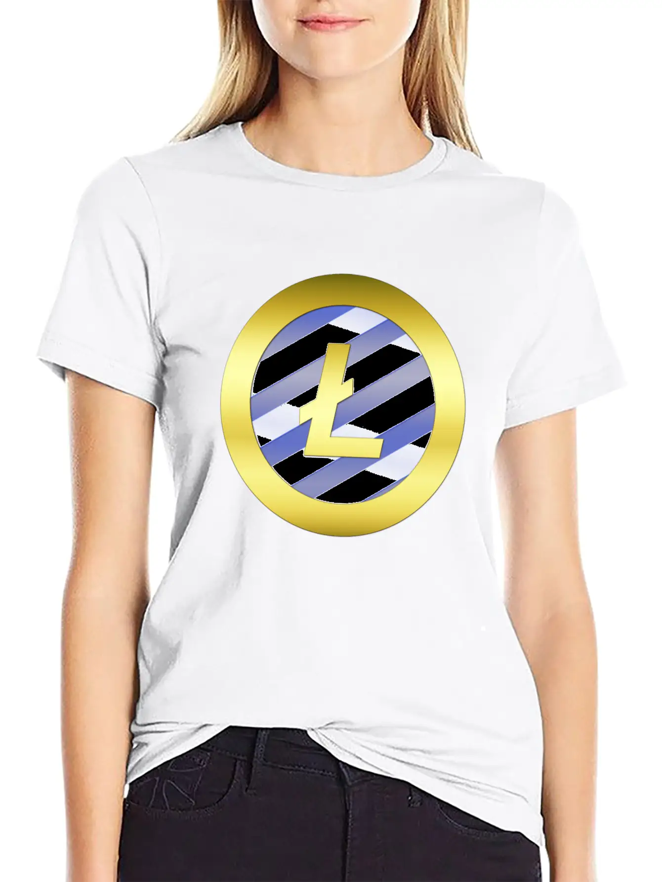GOLD B LTC BLUE2 Litecoin Unisex Casual T-Shirt – Clean Design For Daily Comfort