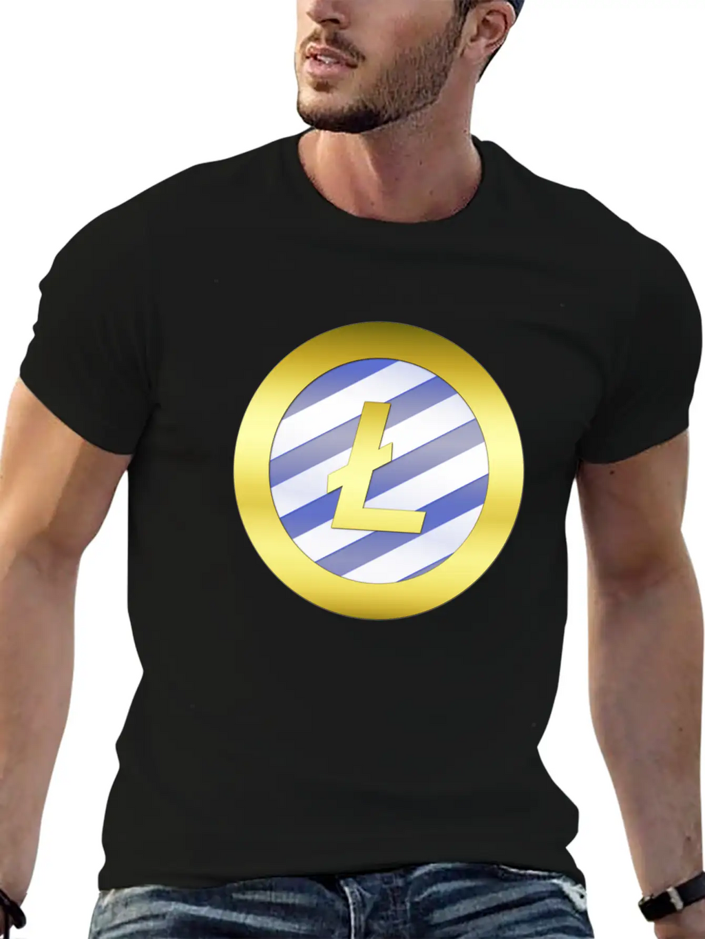 GOLD B LTC BLUE2 Litecoin Unisex Casual T-Shirt – Clean Design For Daily Comfort