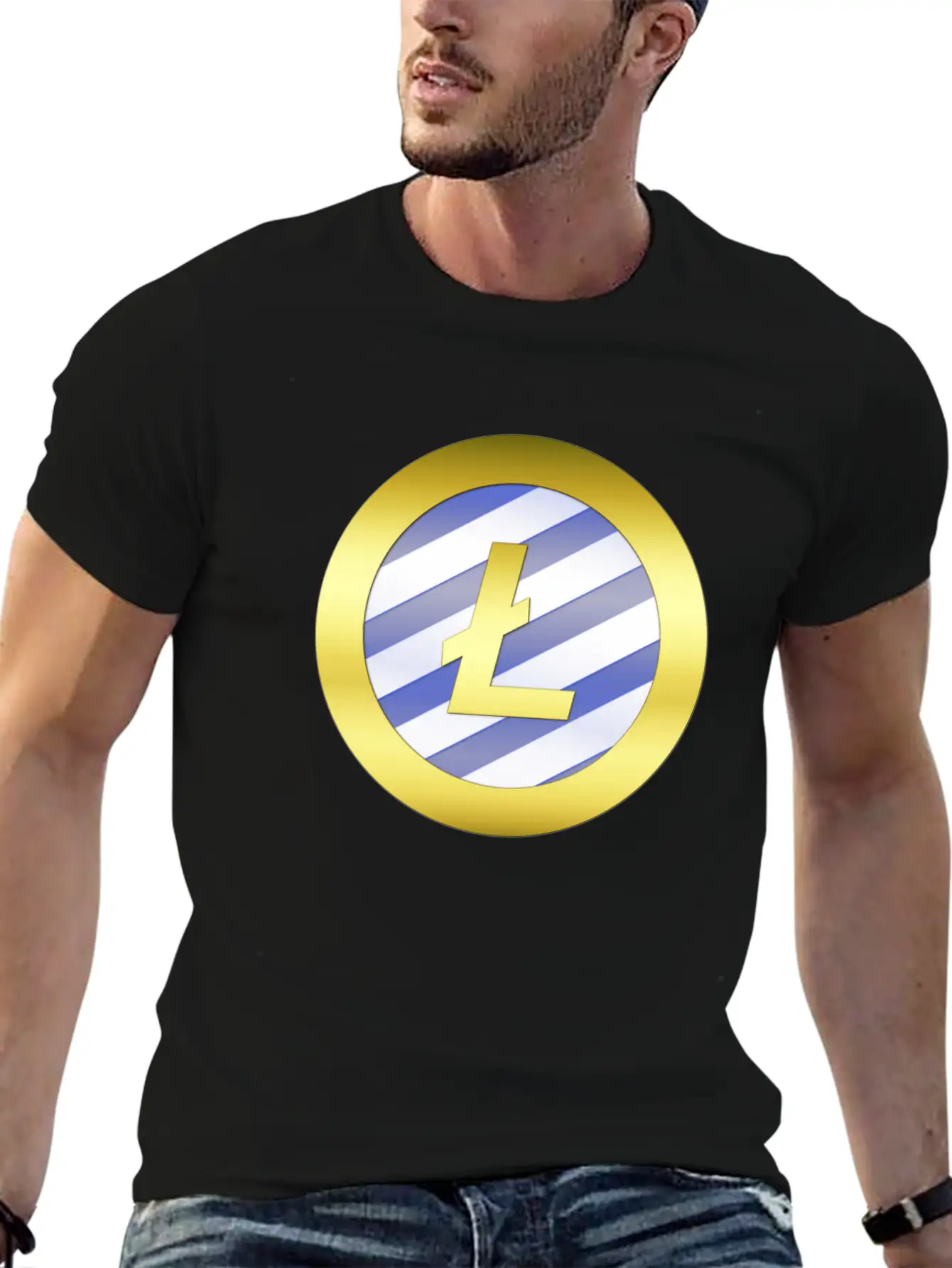 GOLD B LTC BLUE2 Litecoin Unisex Casual T-Shirt – Clean Design For Daily Comfort