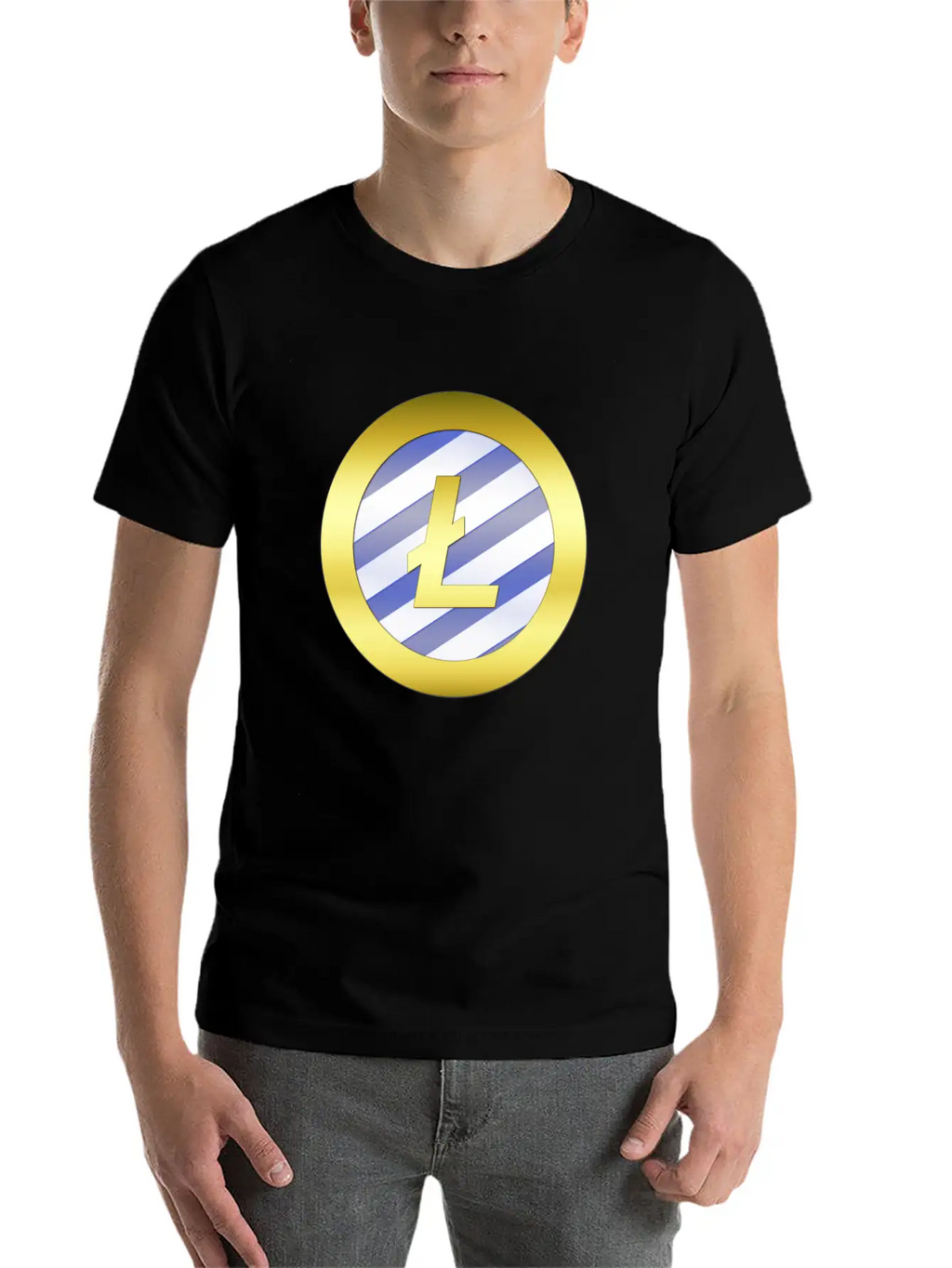 GOLD B LTC BLUE2 Litecoin Unisex Casual T-Shirt – Clean Design For Daily Comfort