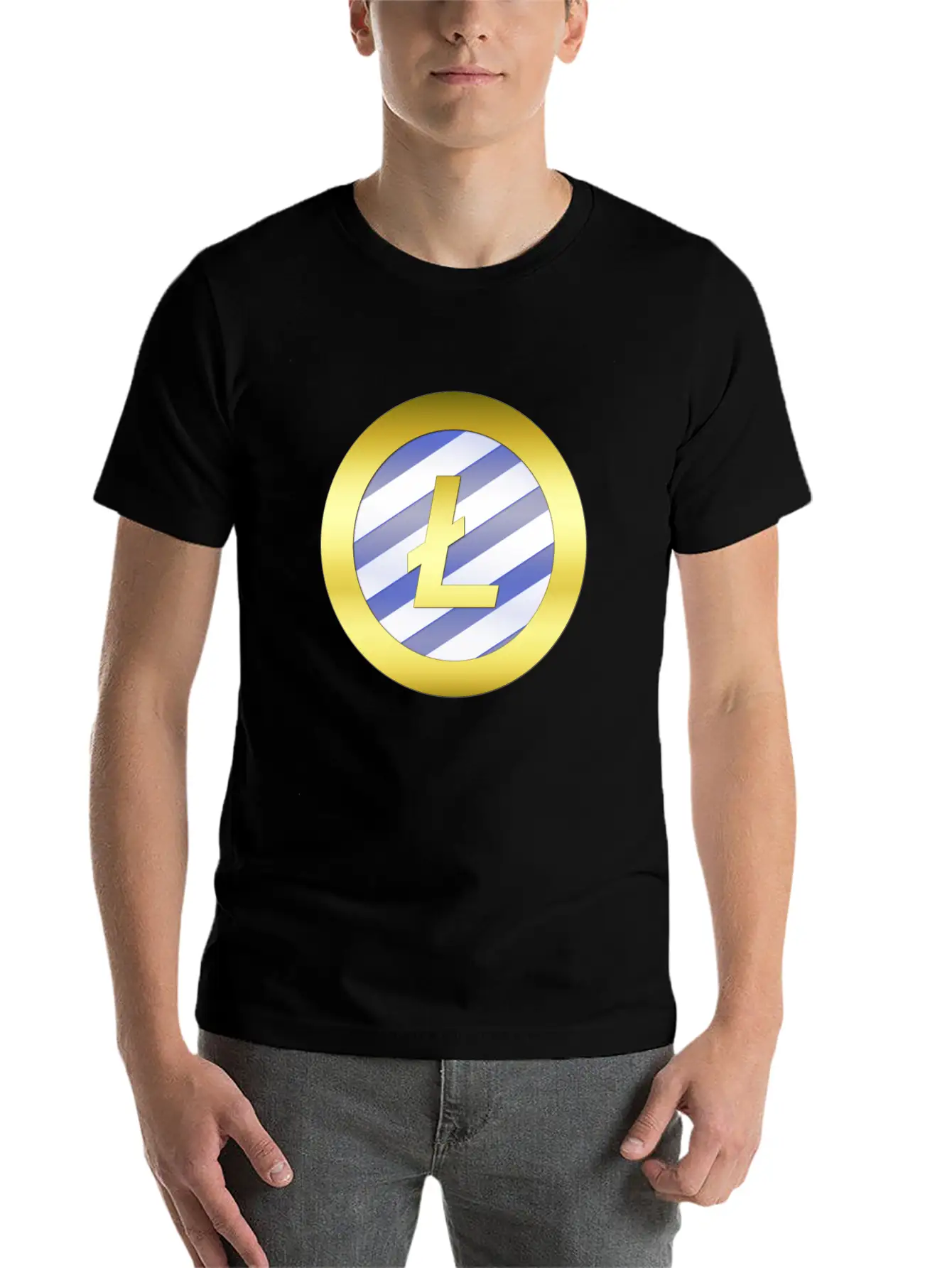 GOLD B LTC BLUE2 Litecoin Unisex Casual T-Shirt – Clean Design For Daily Comfort