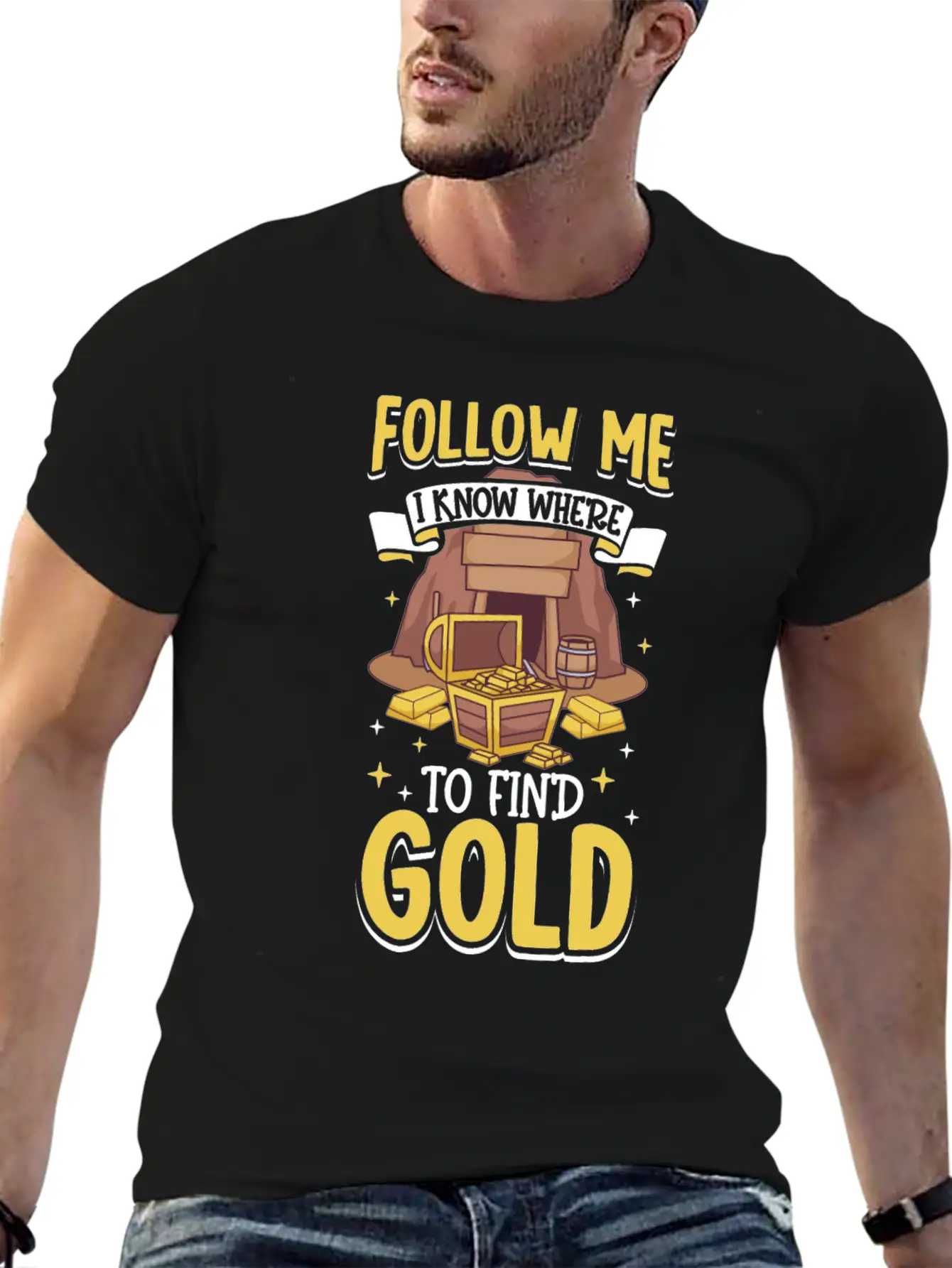 Gold Digging Gold Mining Gold Panning Gold Mine Unisex Short Sleeve Soft Cotton T-Shirt – Casual Everyday Wear
