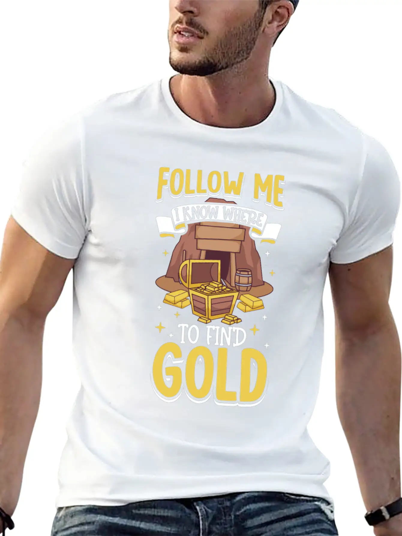 Gold Digging Gold Mining Gold Panning Gold Mine Unisex Short Sleeve Soft Cotton T-Shirt – Casual Everyday Wear