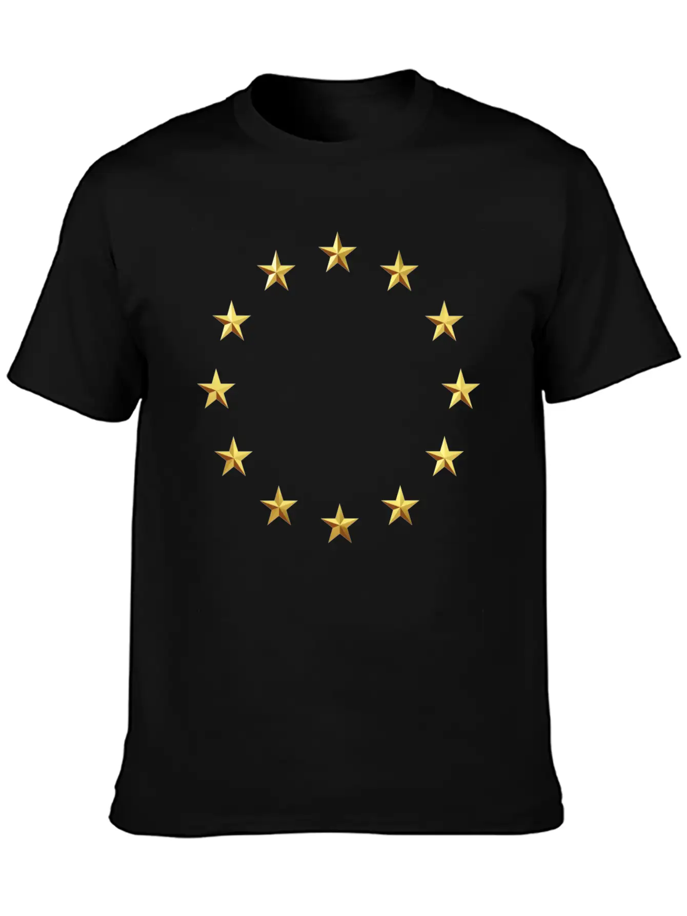 GOLD EUROPEAN STARS Unisex Casual T-Shirt – Clean Design For Daily Comfort