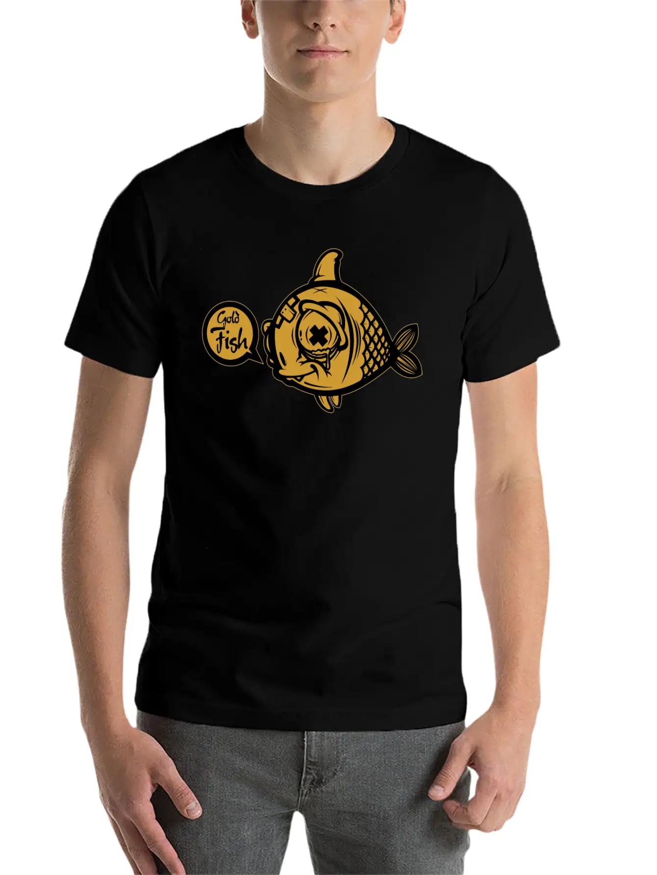 Gold Fish Unisex Short Sleeve Soft Cotton T-Shirt – Casual Everyday Wear