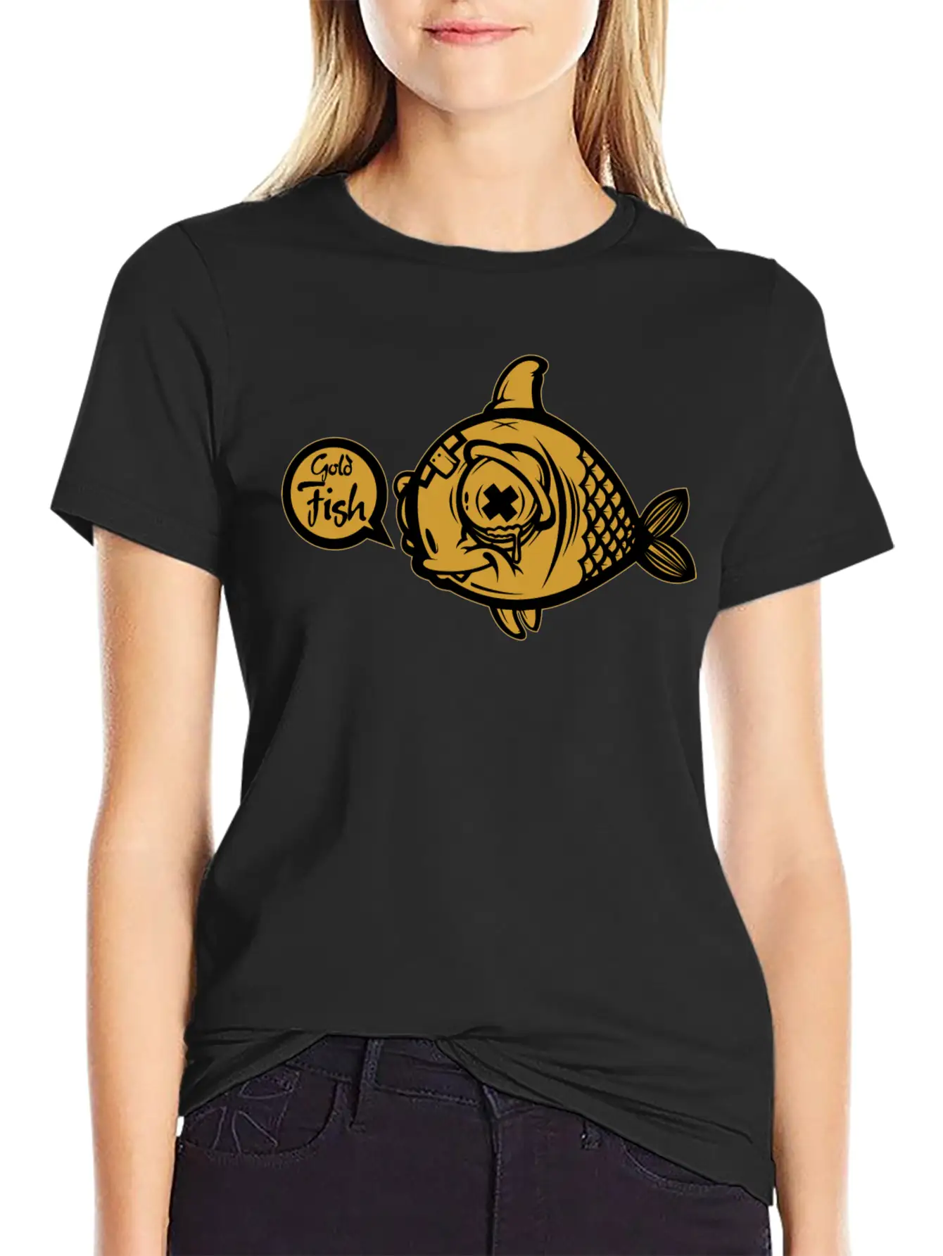 Gold Fish Unisex Short Sleeve Soft Cotton T-Shirt – Casual Everyday Wear