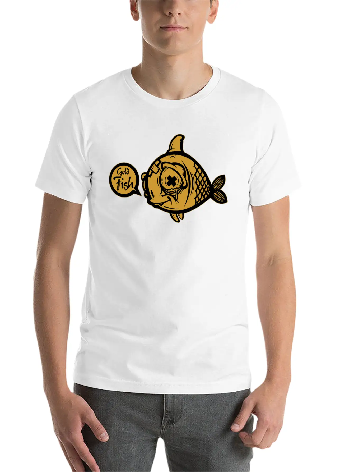 Gold Fish Unisex Short Sleeve Soft Cotton T-Shirt – Casual Everyday Wear