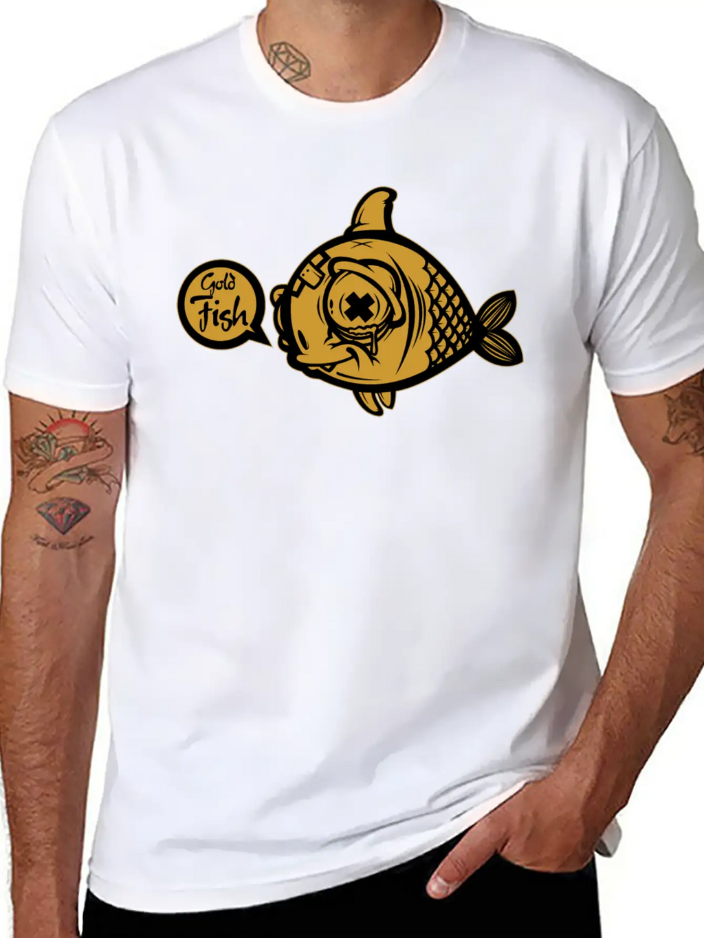 Gold Fish Unisex Short Sleeve Soft Cotton T-Shirt – Casual Everyday Wear