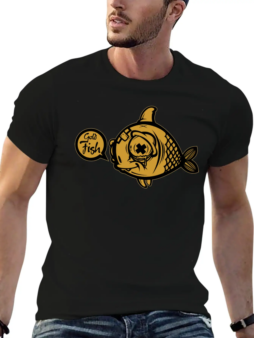 Gold Fish Unisex Short Sleeve Soft Cotton T-Shirt – Casual Everyday Wear
