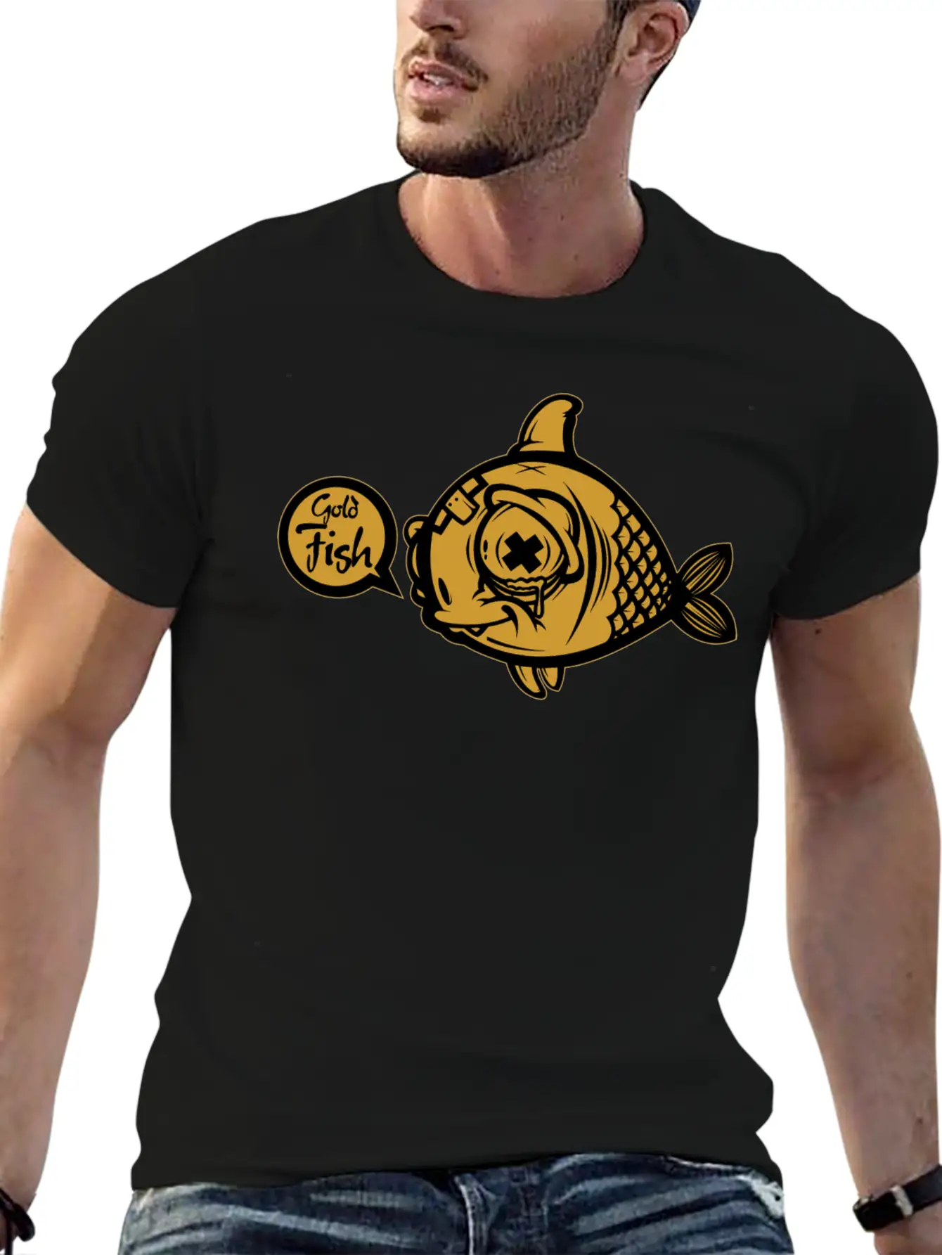 Gold Fish Unisex Short Sleeve Soft Cotton T-Shirt – Casual Everyday Wear