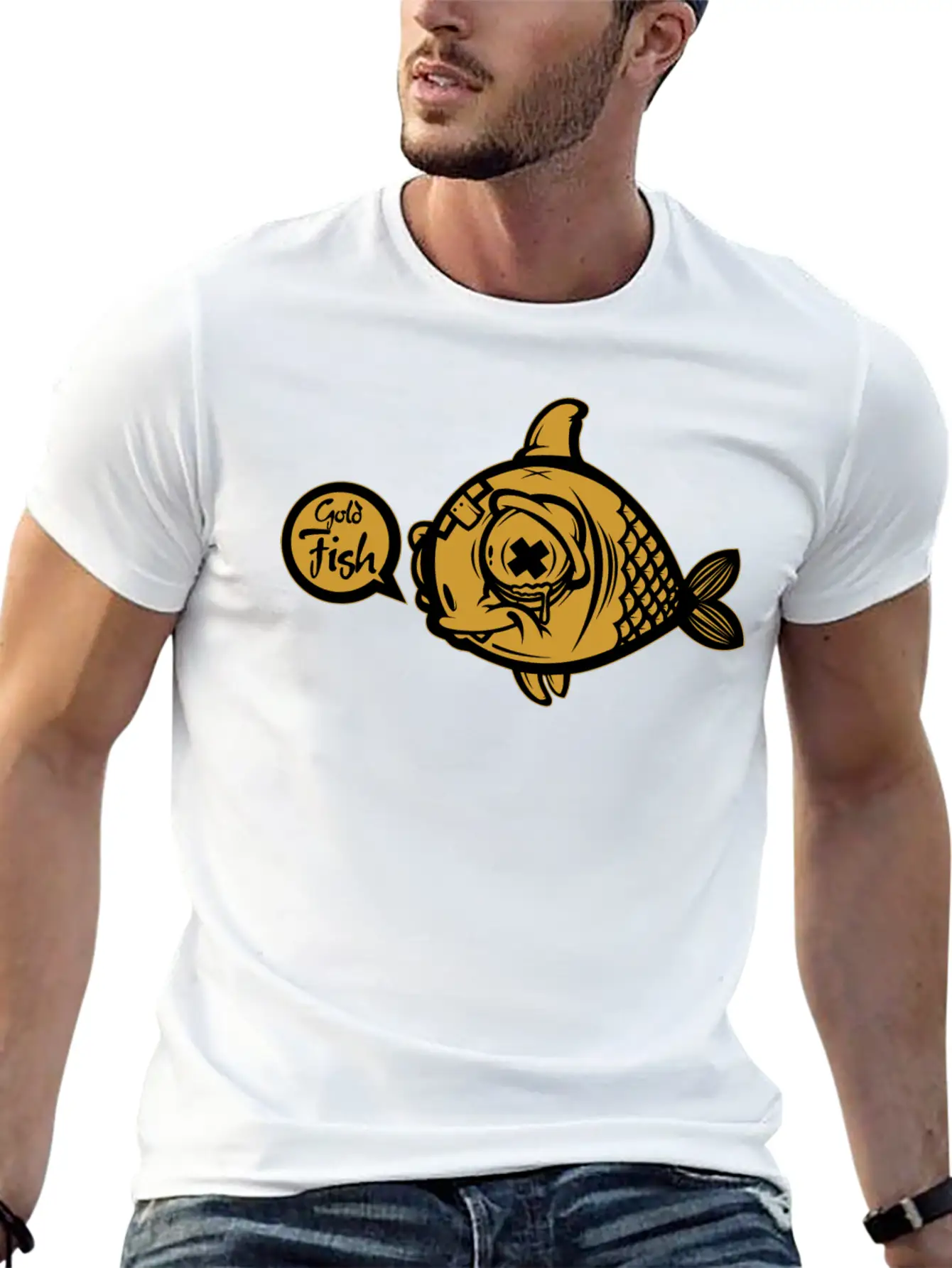 Gold Fish Unisex Short Sleeve Soft Cotton T-Shirt – Casual Everyday Wear
