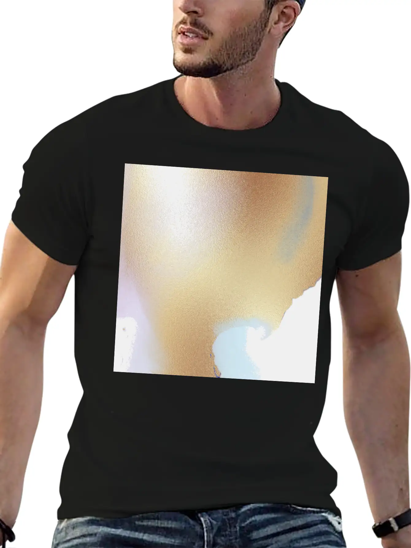 Gold White Watercolor Abstract Painting Essential Cotton Tee For Daily Outfits – Unisex Style