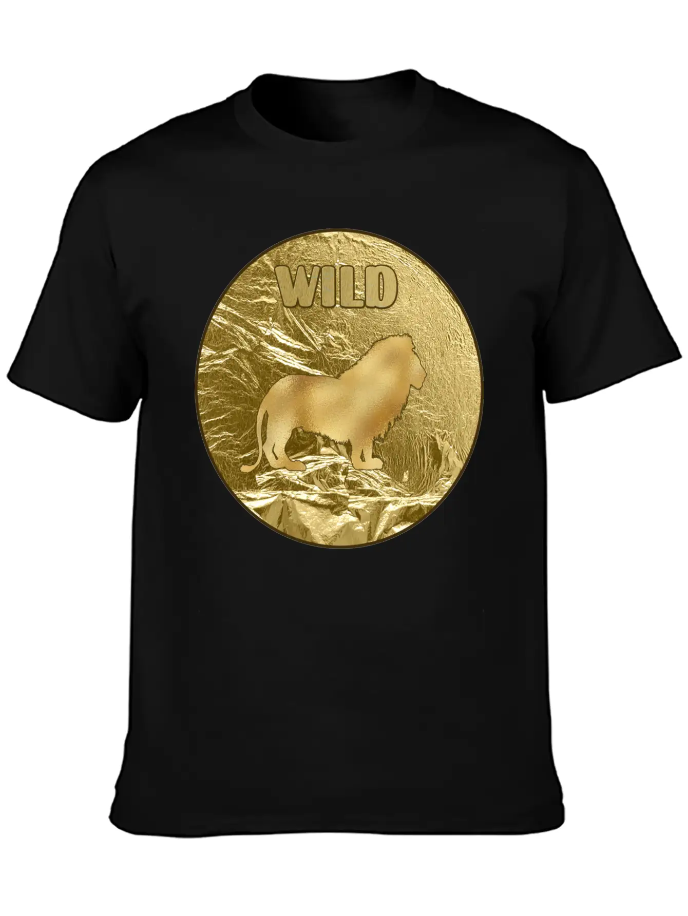 Gold Wild Lion Breathable Soft Cotton T-Shirt – Timeless Casual Look