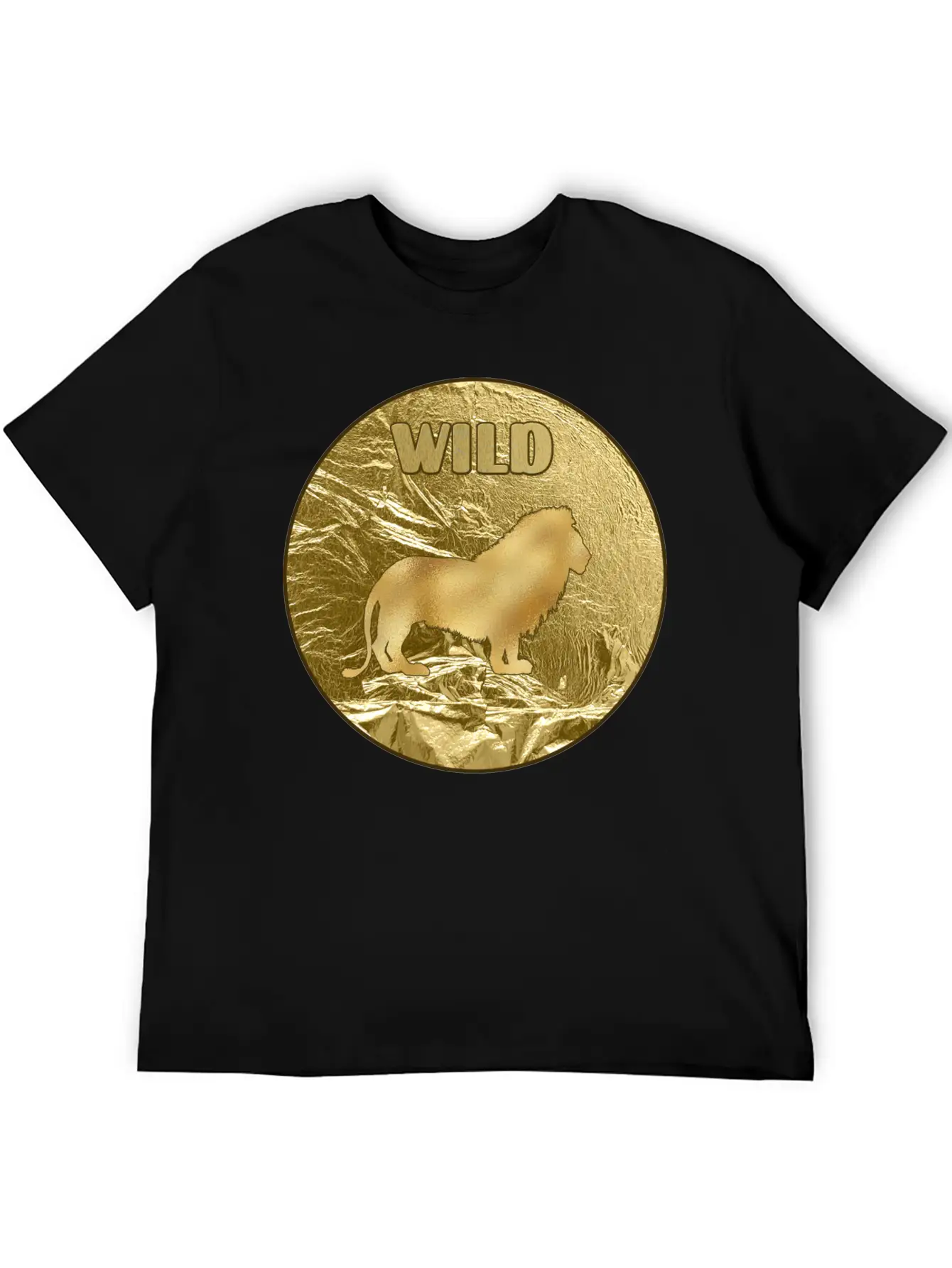 Gold Wild Lion Breathable Soft Cotton T-Shirt – Timeless Casual Look