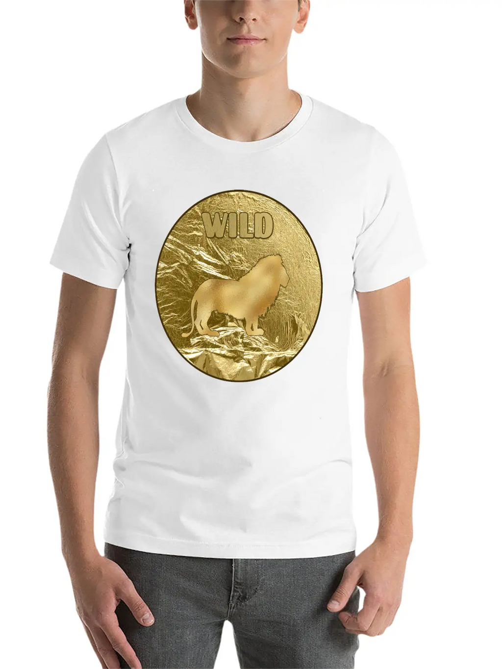 Gold Wild Lion Breathable Soft Cotton T-Shirt – Timeless Casual Look