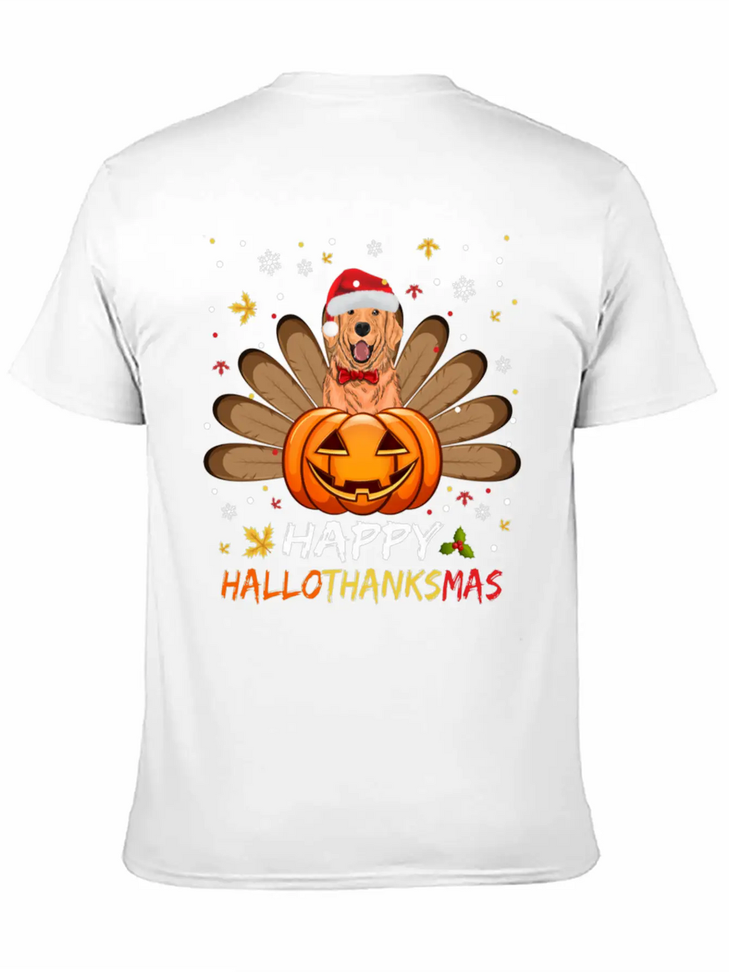 Golden Dog Happy Hallothanksmas Thanksgiving Breathable Soft Cotton T-Shirt – Timeless Casual Look