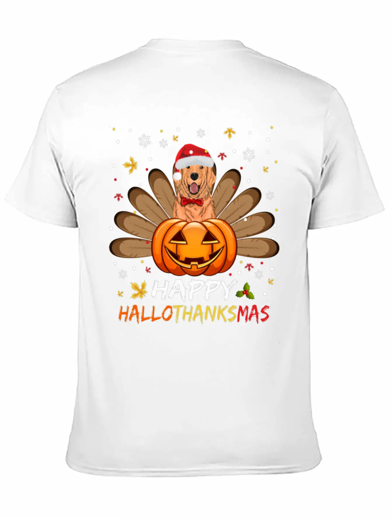 Golden Dog Happy Hallothanksmas Thanksgiving Breathable Soft Cotton T-Shirt – Timeless Casual Look