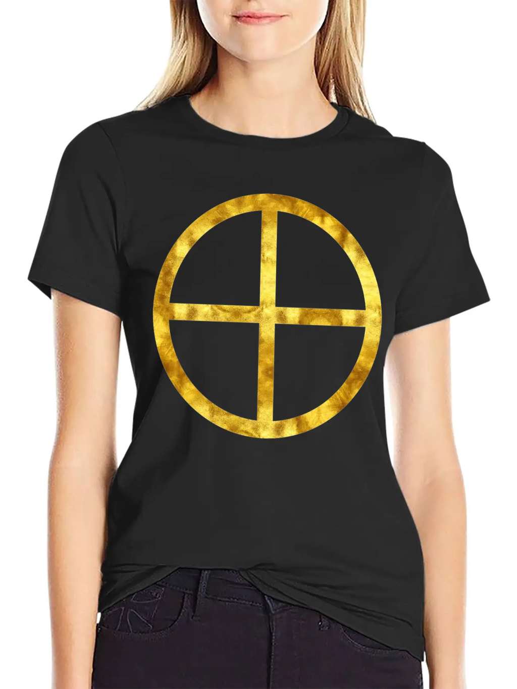 Golden Earth Symbol Unisex Casual T-Shirt – Clean Design For Daily Comfort