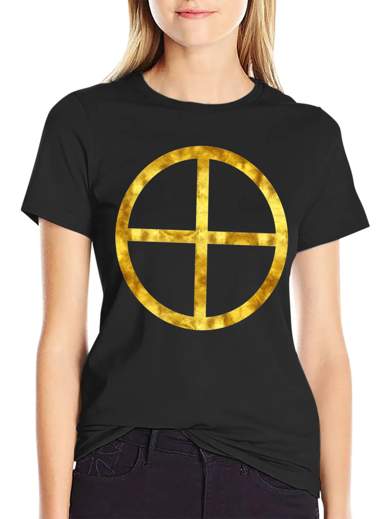 Golden Earth Symbol Unisex Casual T-Shirt – Clean Design For Daily Comfort