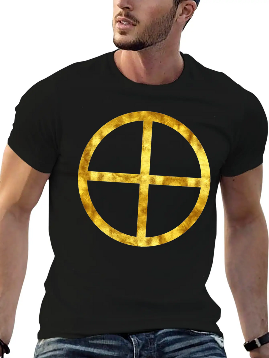 Golden Earth Symbol Unisex Casual T-Shirt – Clean Design For Daily Comfort
