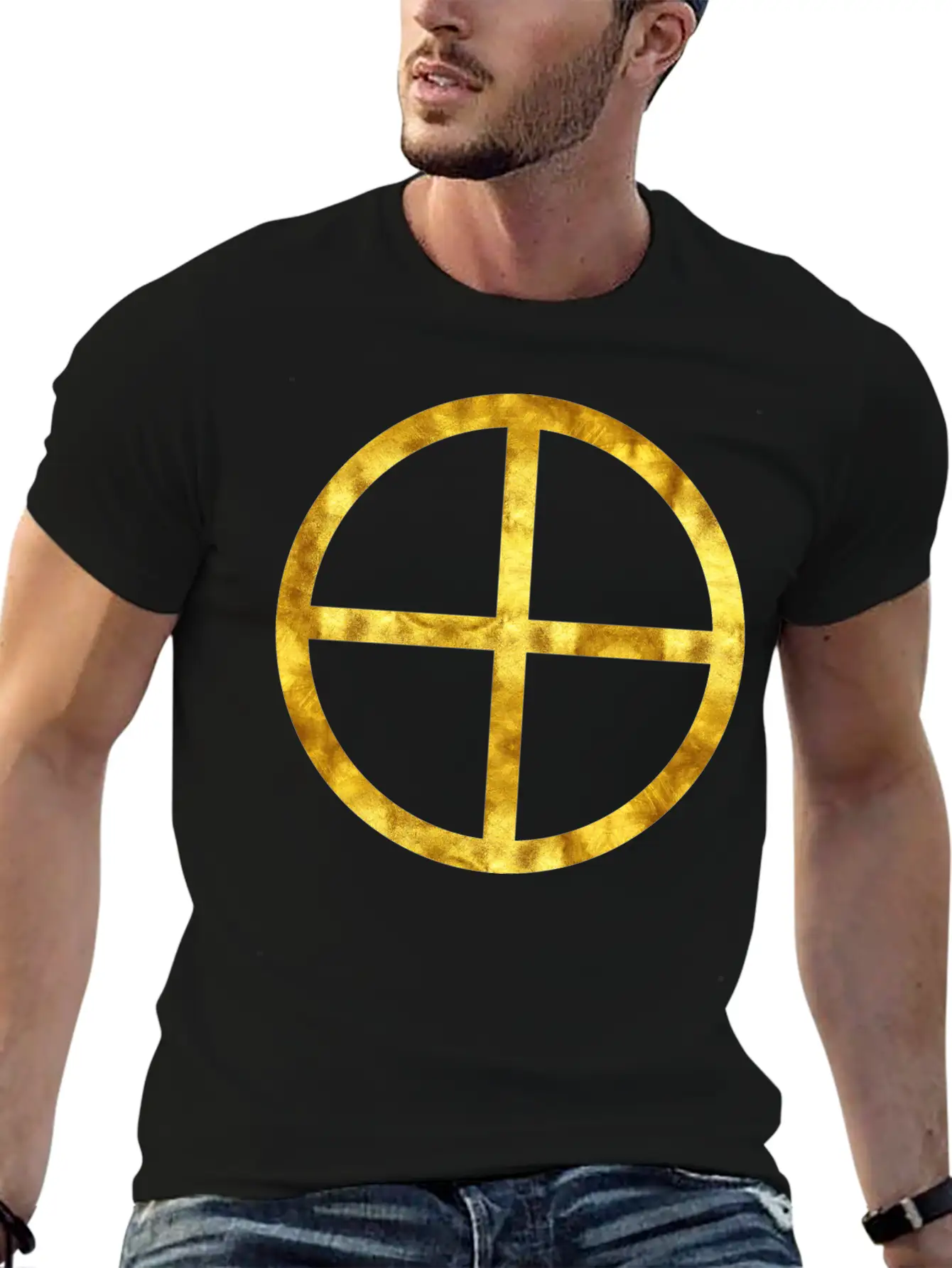 Golden Earth Symbol Unisex Casual T-Shirt – Clean Design For Daily Comfort