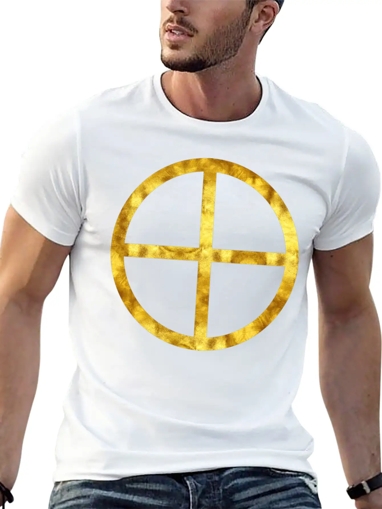 Golden Earth Symbol Unisex Casual T-Shirt – Clean Design For Daily Comfort