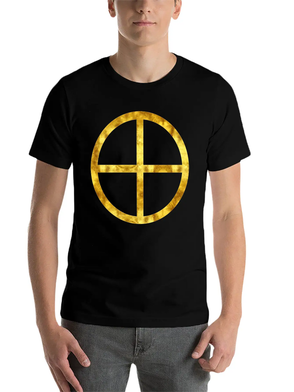 Golden Earth Symbol Unisex Casual T-Shirt – Clean Design For Daily Comfort